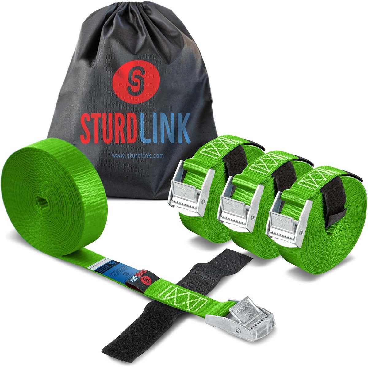 Lashing Straps 25 mm 4 m 250 kg with Clamp Buckle and + Pocket - x4 - ShopVlot