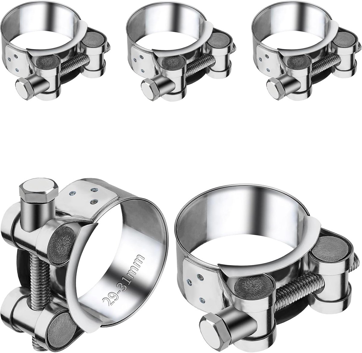 Exhaust clamps 29-31mm - roestvrijstaal - duurzame grip - ideaal voor uitlaatsystemen - ShopVlot