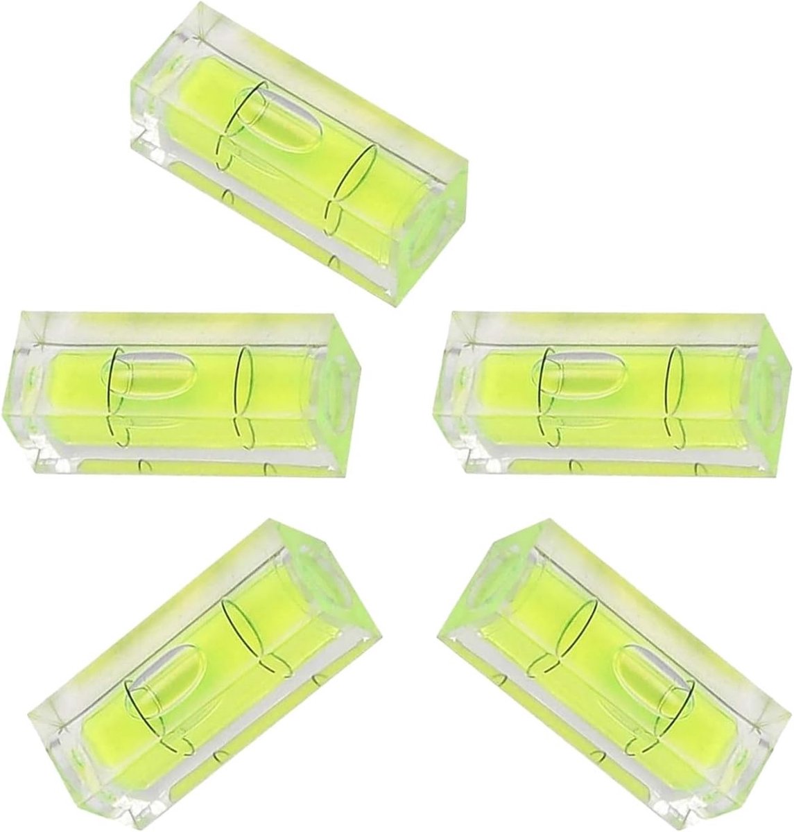 Set van 5 Mini Waterpassen, 15 x 15 x 40 mm, Nauwkeurige Bubble Level voor Camping, Caravan en Fotografie Accessoires