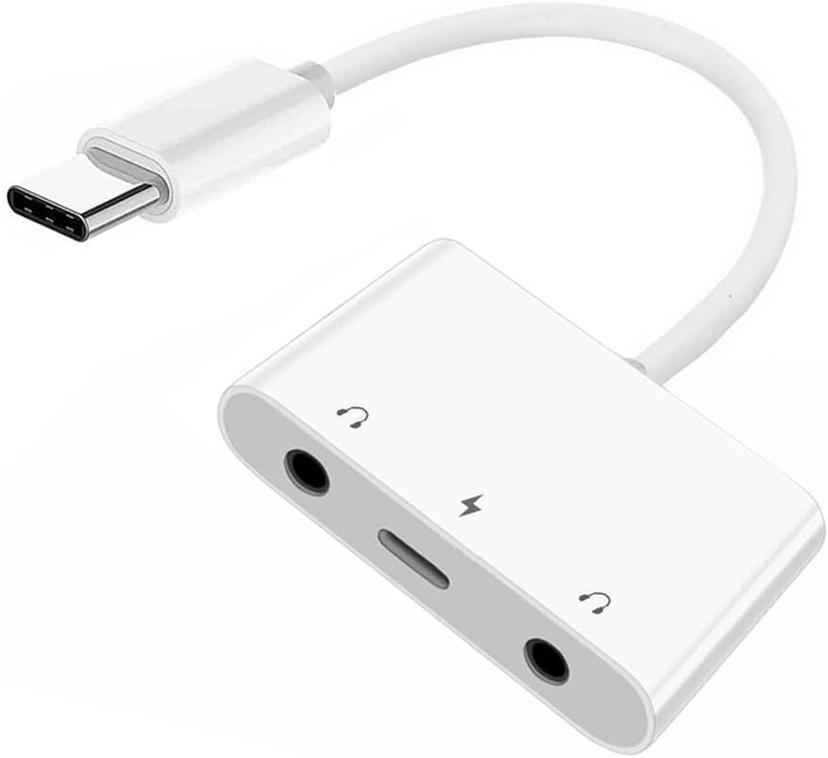 Type C USB-C to Dual 3.5mm Audio AUX & MIC Sound Card with PD Power Charge Adapter Compatible with Laptop Tablet Phone - ShopVlot