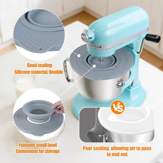 Silicone komdeksel 6-7 quart - Rood - Stof- en spattenbeschermer - Ideaal voor keukenmachines - ShopVlot — afbeelding 2
