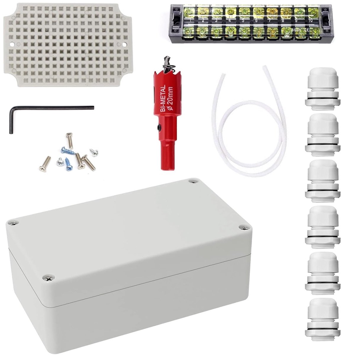 Junction Box Waterproof voor Kabels ø6 - 12 mm - ABS Kunststof - IP66 Waterdicht - Voor Buiten en Natruim - ShopVlot