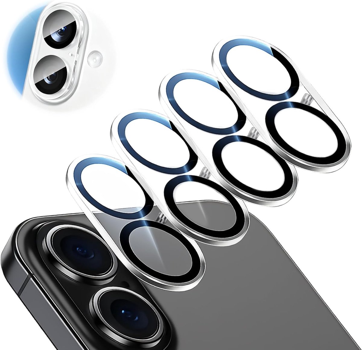 Camera bescherming 4 stuks - full coverage - HD helder - anti-scratch bescherming voor 16 en 16 Plus - ShopVlot