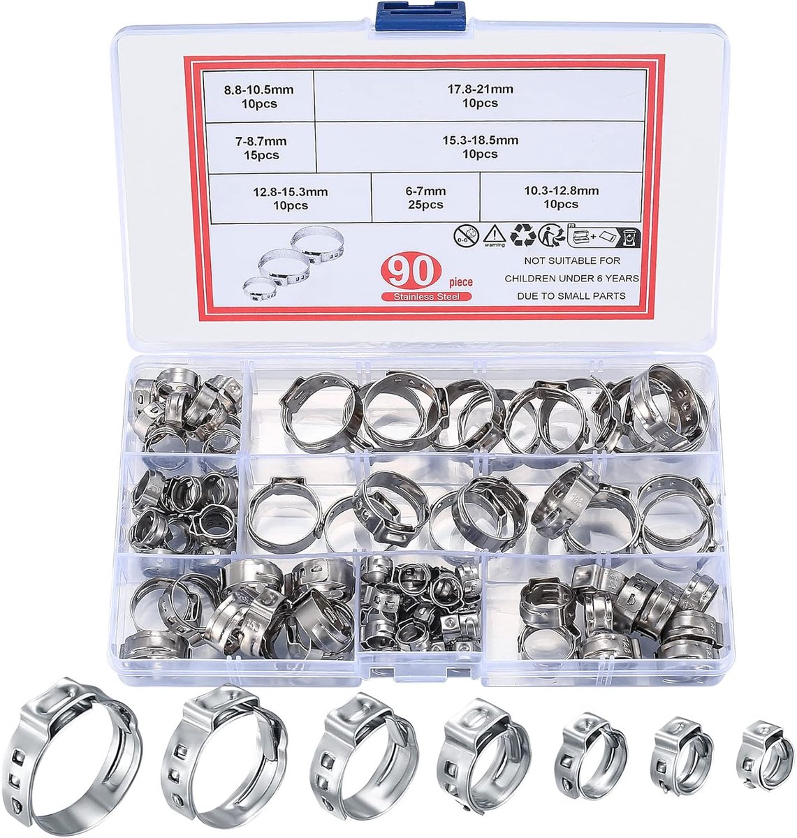 Slangenklemmen set 90 stuks - RVS slangklemmen - Corrosiebestendig - Ideaal voor zwembad en auto - ShopVlot