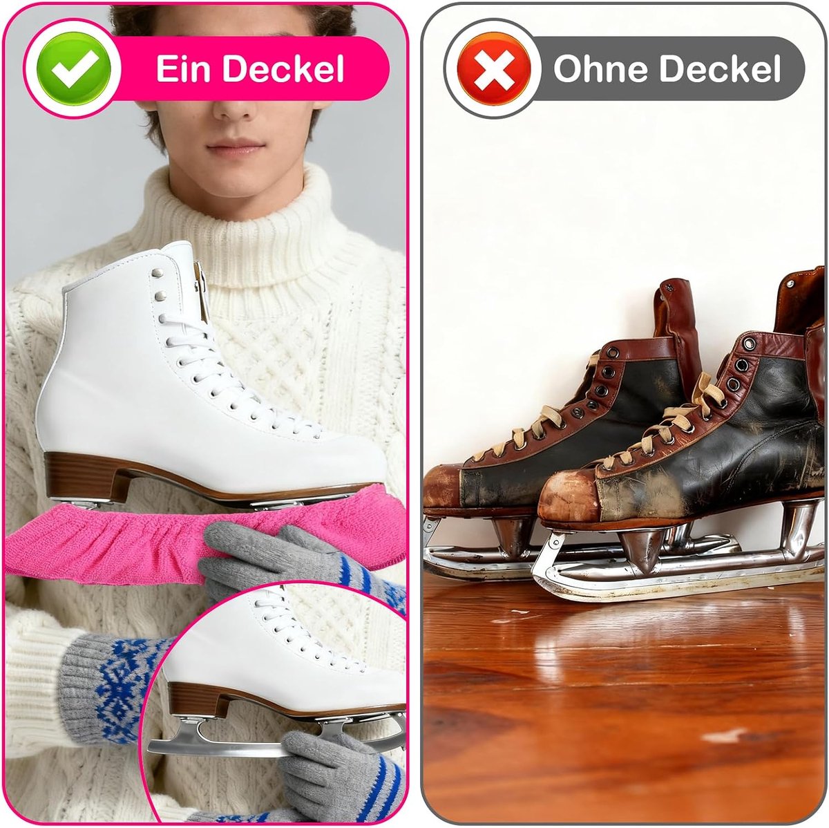 Schaatsbeschermers set van 2 - elastisch - roze - bescherming voor schaatsen - ShopVlot