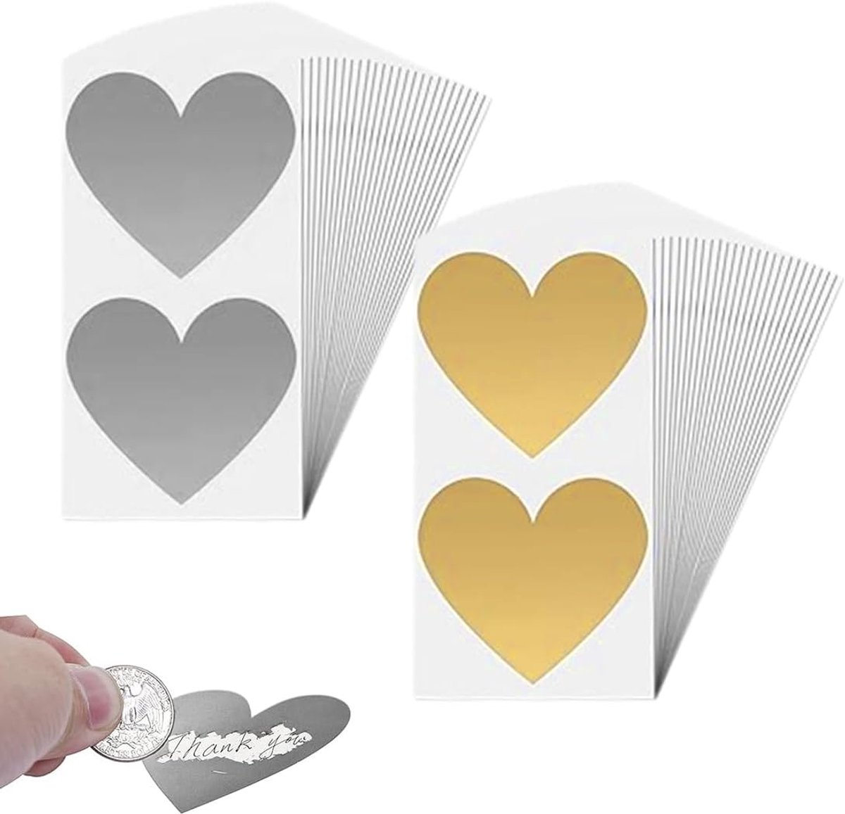 Stickerpakket 50 stuks - Hartvormige krasstickers - Zelfklevend - Perfect voor verrassingen - ShopVlot