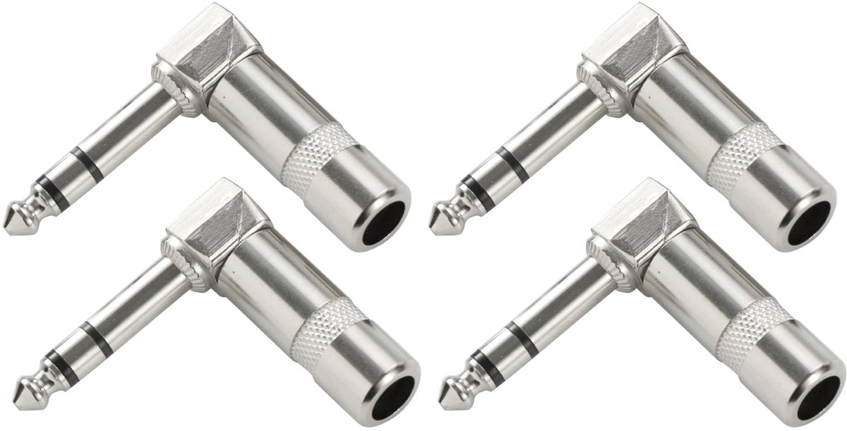 Audio plug 6.35mm - 90 graden - stereo soldering - voor DJ mixer en gitaren - ShopVlot