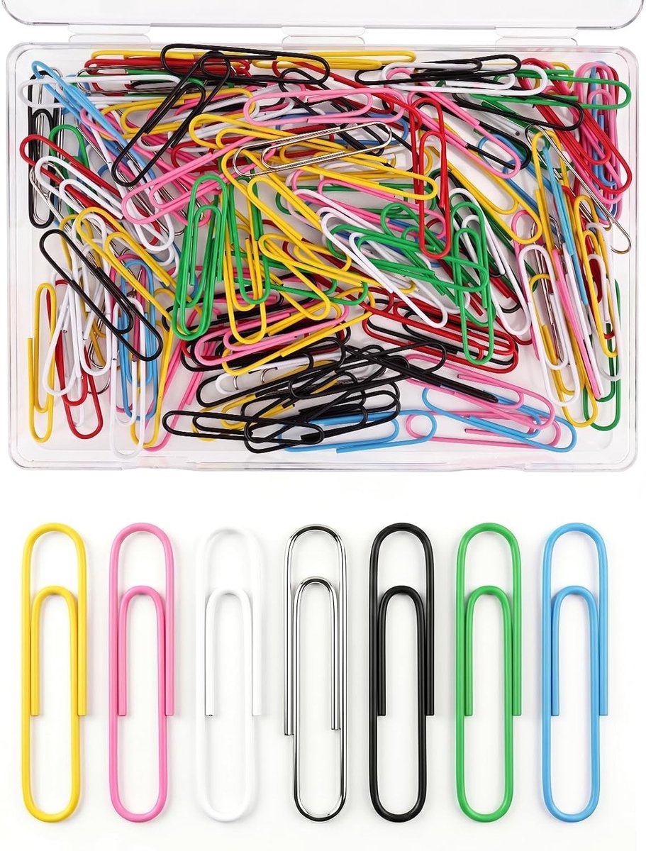 Gekleurde Paperclips - 50mm - Metalen Paperclips - Voor Kantoor, Thuis en Schoolgebruik