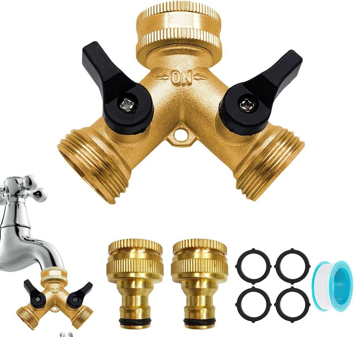 Y-distributor waterverdeler 2-weg - 1/2 inch en 3/4 inch - verstelbare waterstroom - ideaal voor tuinbewatering - ShopVlot