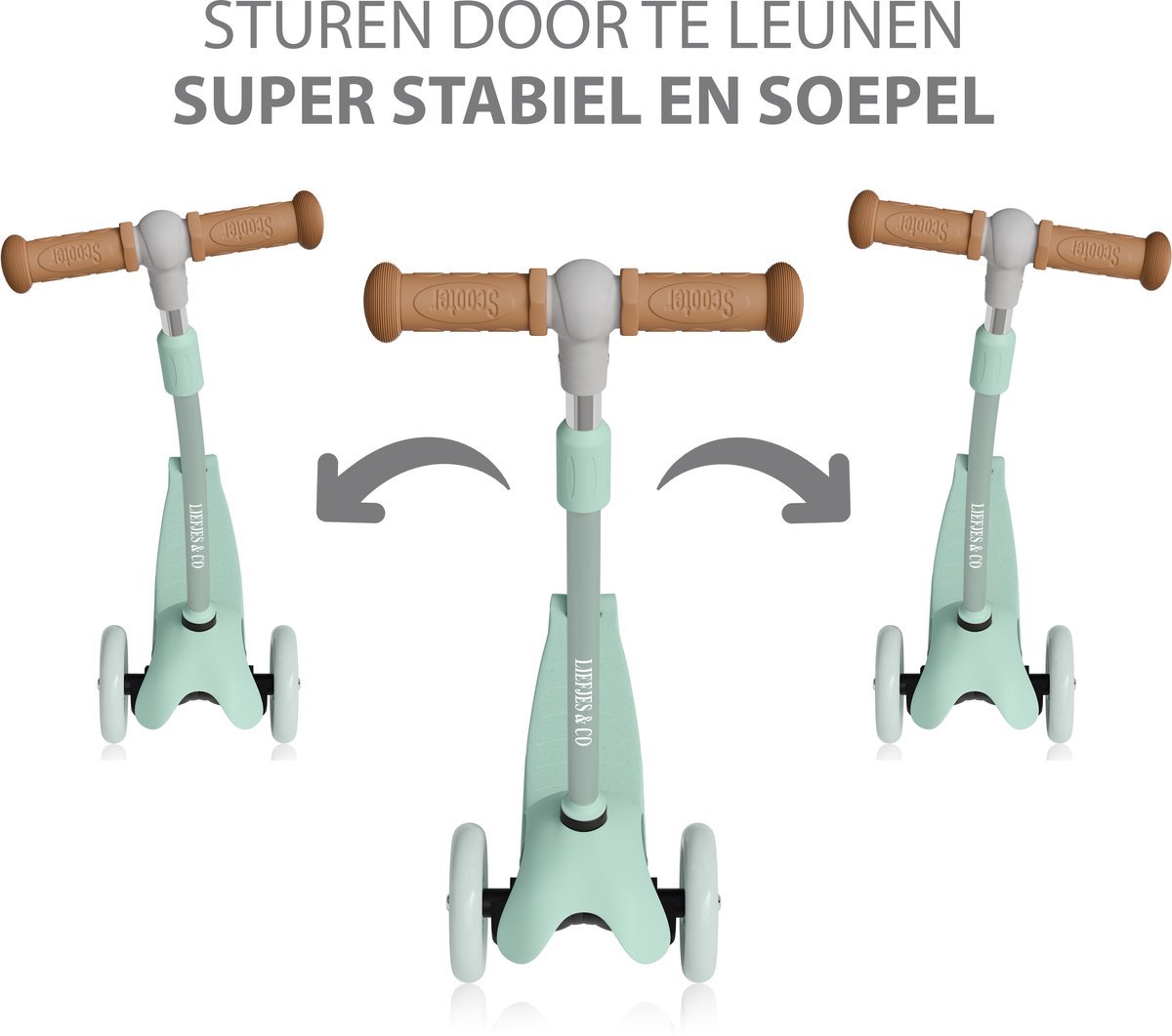 Liefjes & Co Kinderstep – Met Kinderhelm - Lichtgevende Wielen – Saliegroen — afbeelding 6