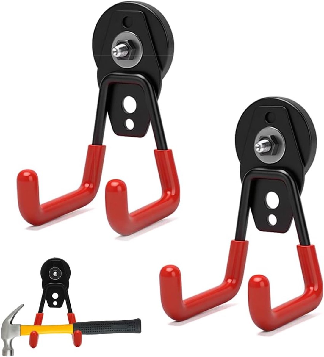 Magnetische haken extra sterk 66mm - 2 stuks - non-slip coating - ideaal voor zware hanging - ShopVlot