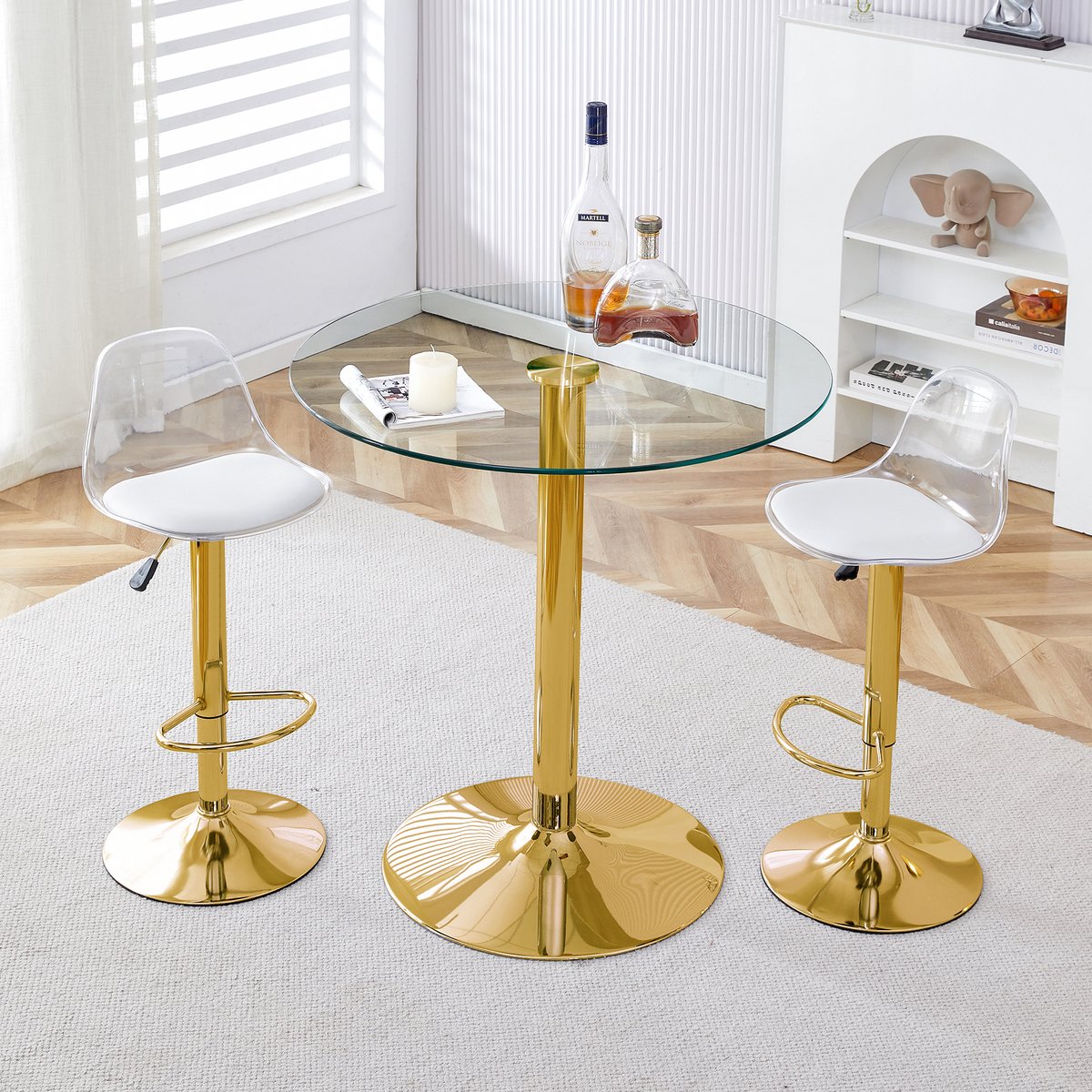 COVREO Barset 89 cm goud transparant, metaal en kunststof, hoogteverstelbaar