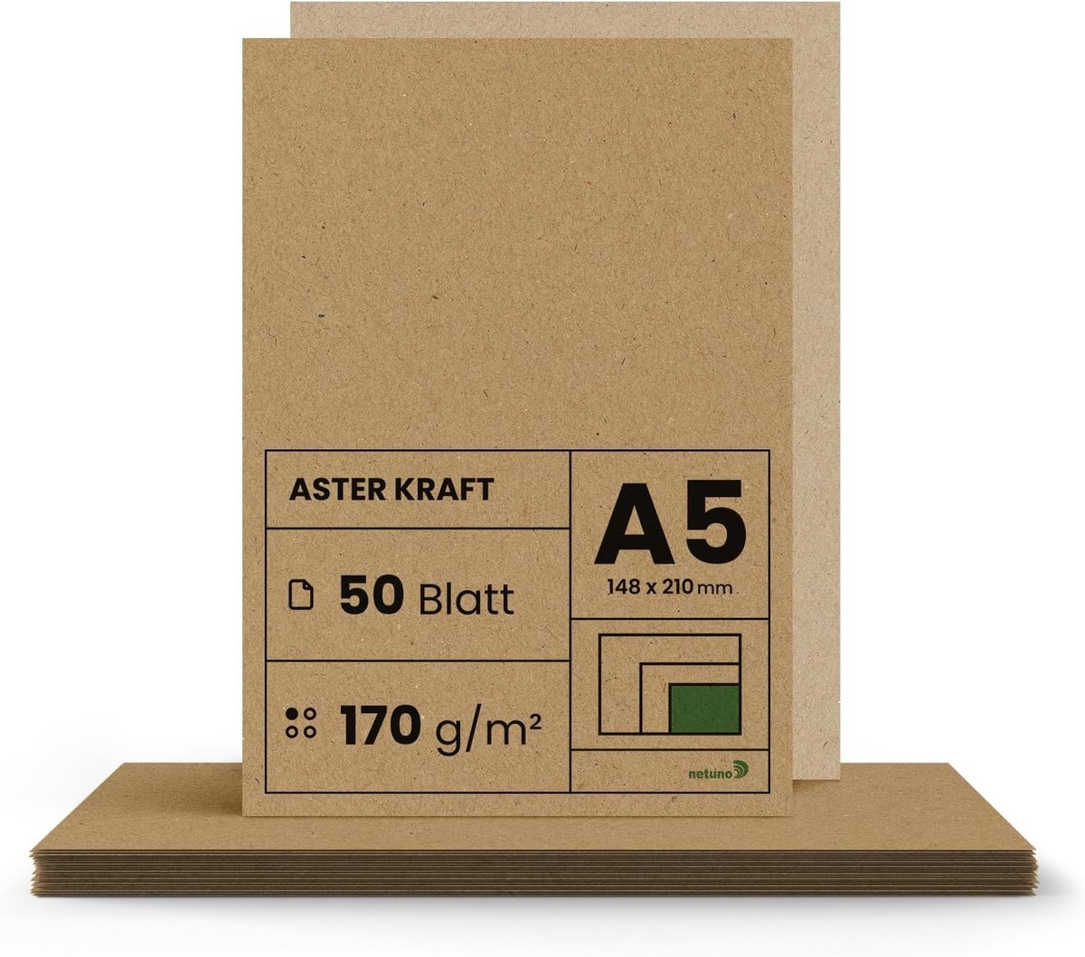 Kraftpapier A5 170g - Aster Kraft bruin - Eco-vriendelijk - Voor hoogwaardige prints - ShopVlot
