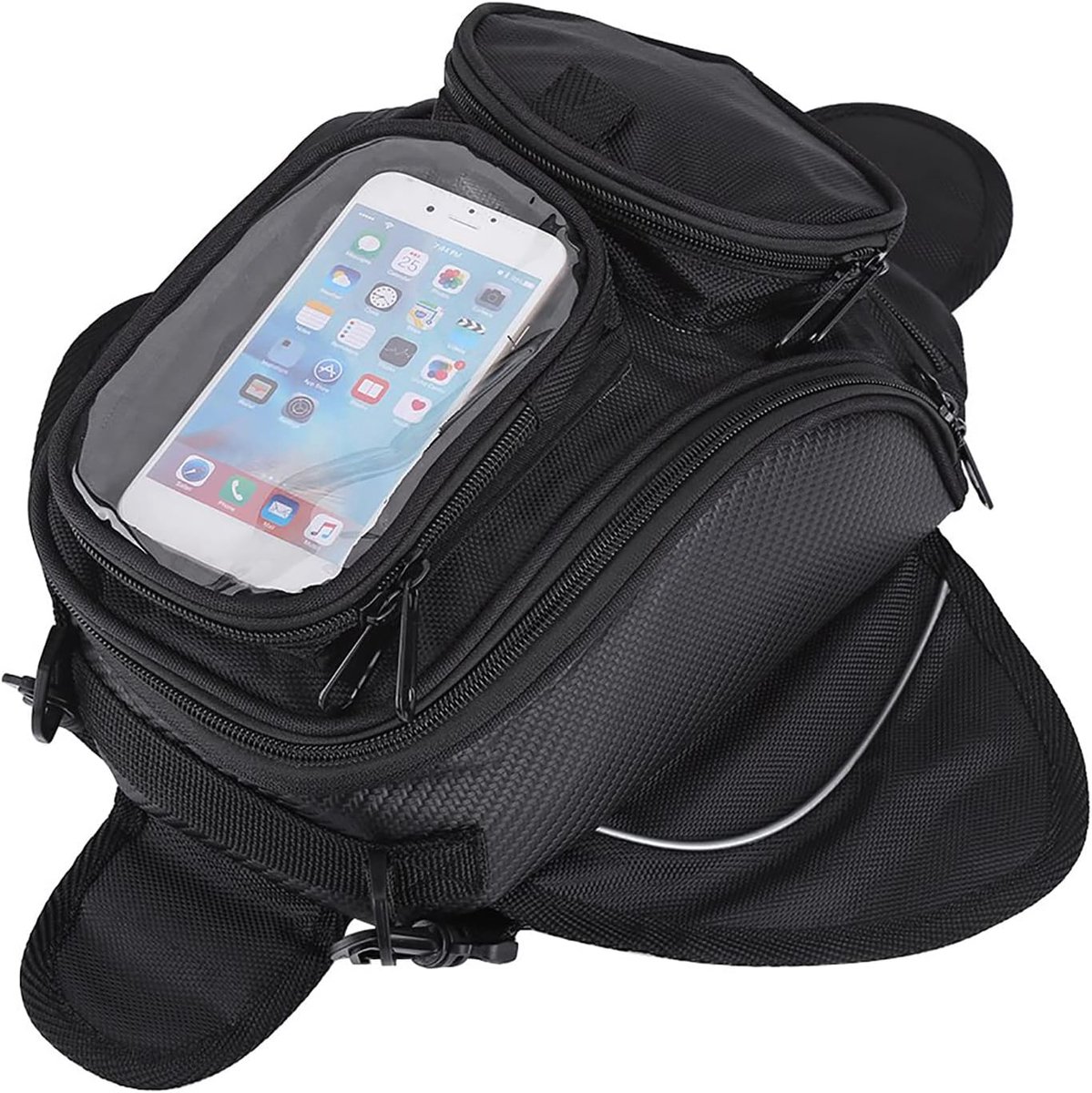 SnelShoppen - Waterproof motorfiets tanktas met magnetische sluiting, transparante telefoonhouder, groot formaat 35x18x10 cm, ideaal voor navigatie en