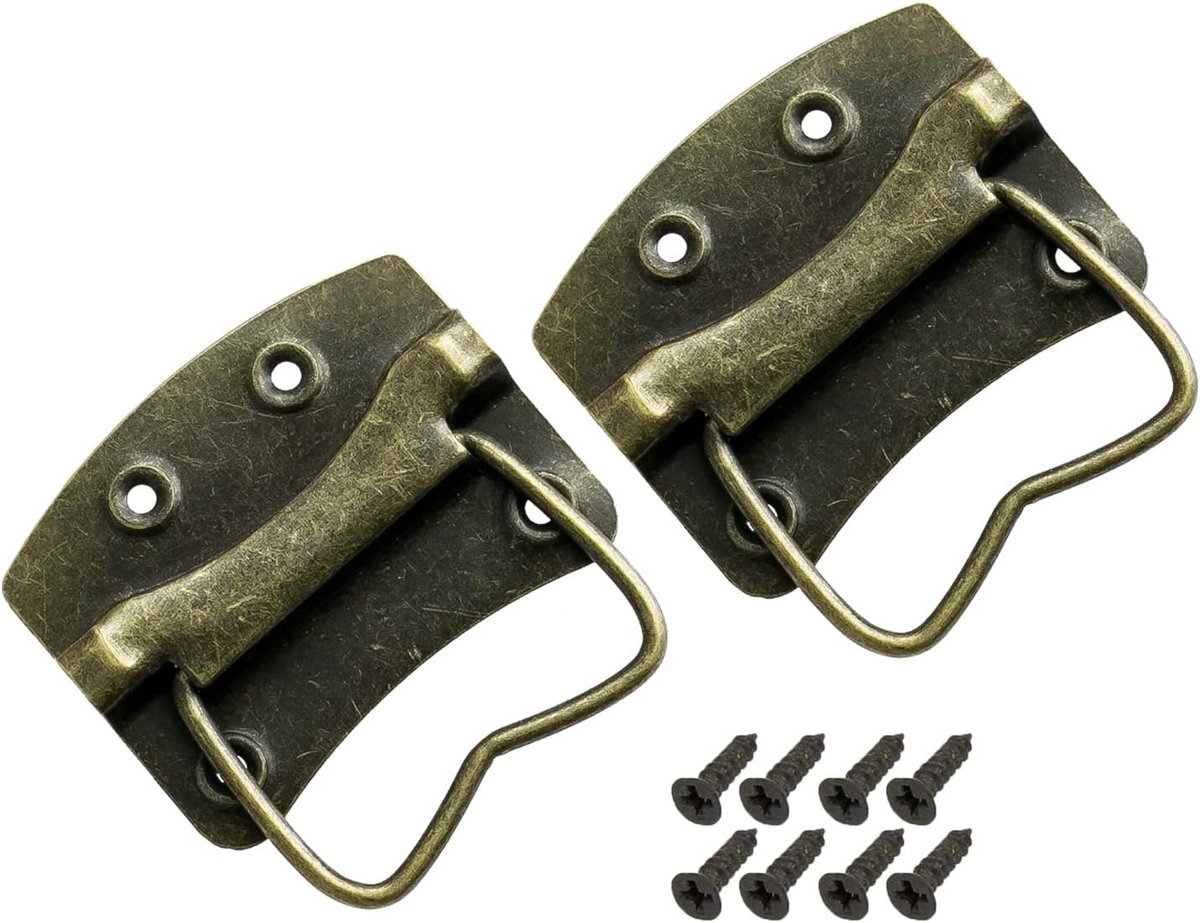 Ladenhandgrepen set van 2 - vintage 54 x 55 mm - bronzen met gebogen polsband - ideaal voor kisten - ShopVlot