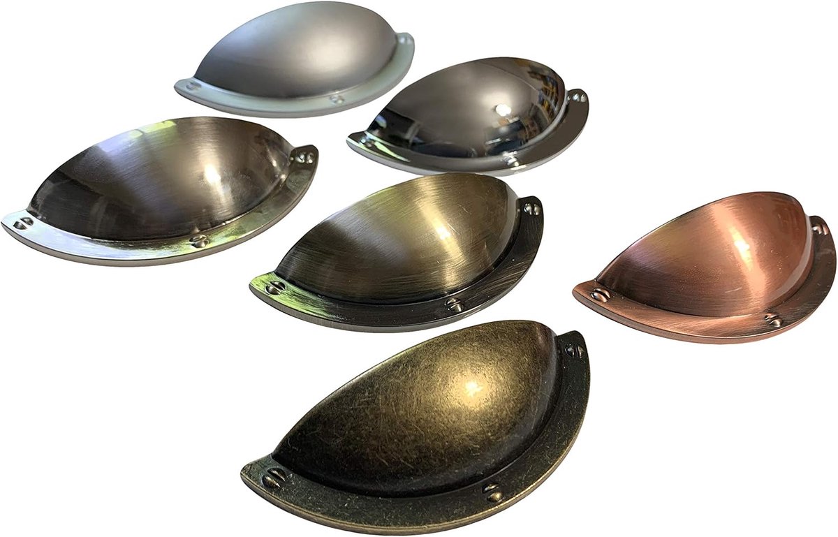 Metalen handvaten voor kasten en lades - set van 6 - koperkleur - stijlvol en duurzaam - ShopVlot