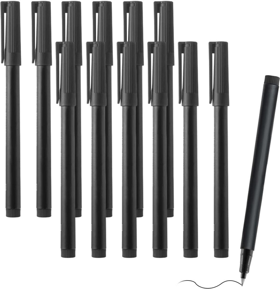 Permanent Markers 12 Stuks - Fijne Zwarte Punt - Waterbestendig - Ideaal voor Kunst - ShopVlot