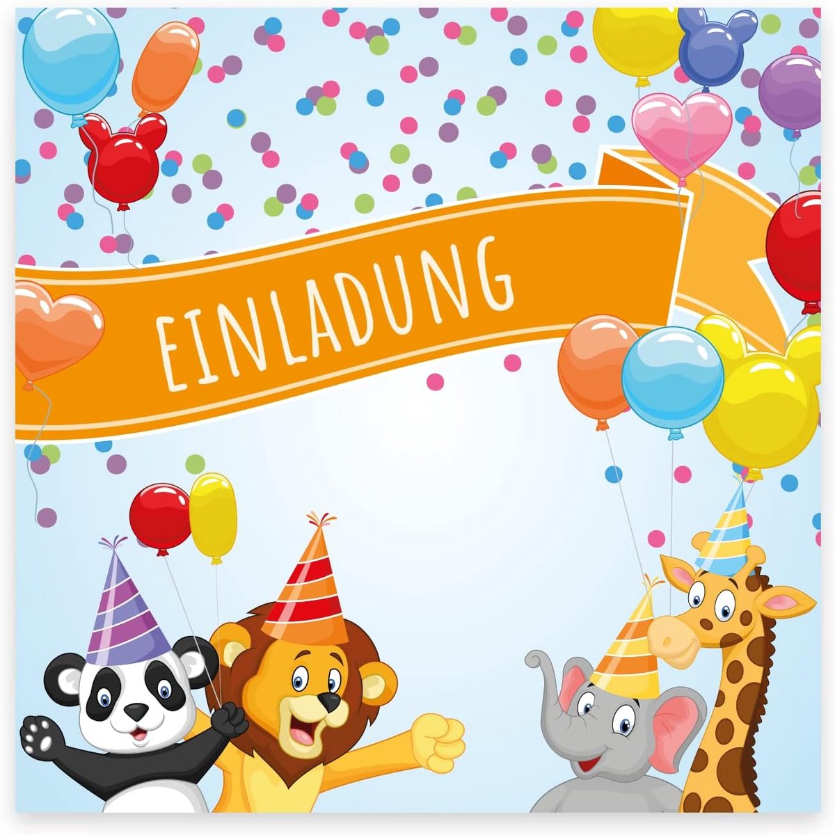 Uitnodigingskaarten kinderverjaardag 12 stuks - 14,8 x 14,8 cm - met enveloppen - snel en makkelijk gevuld - ShopVlot
