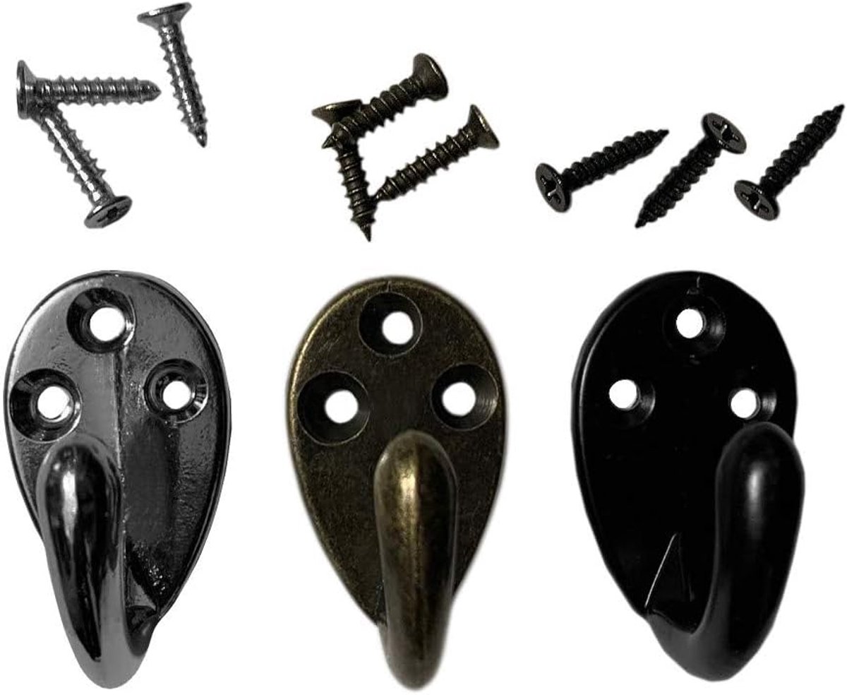 Kledinghaakjes set van 6 - bronzen metalen hangers - vintage uitstraling - perfect voor organisatie - ShopVlot