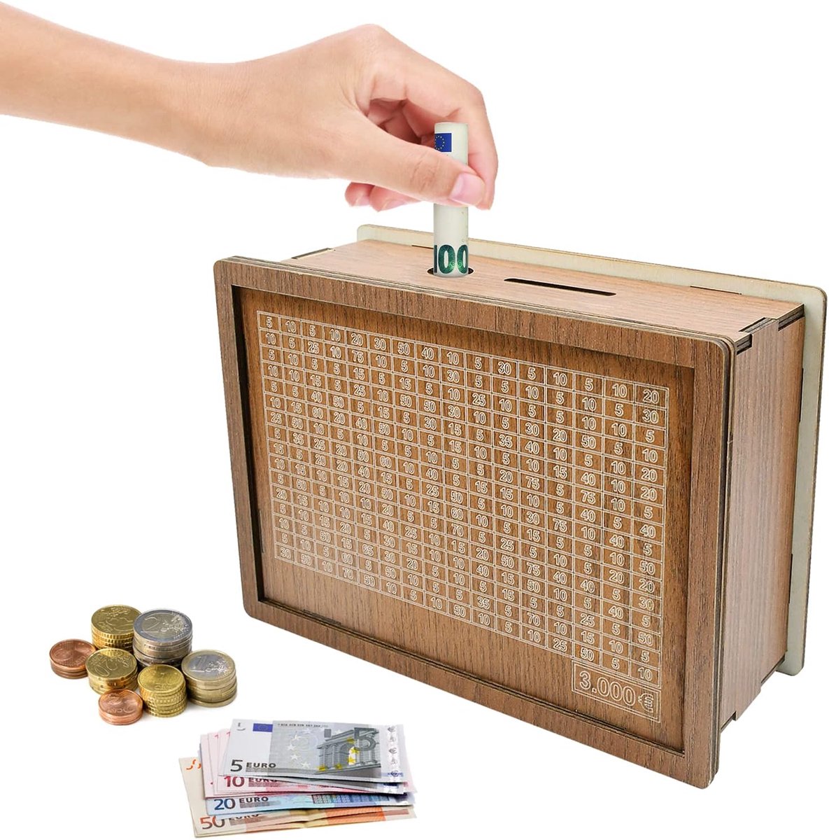 Money Box Wooden Money Box with Counter and Marker Retro Money Bank Storage Box Money Box No Open Money Box for Adults - ShopVlot