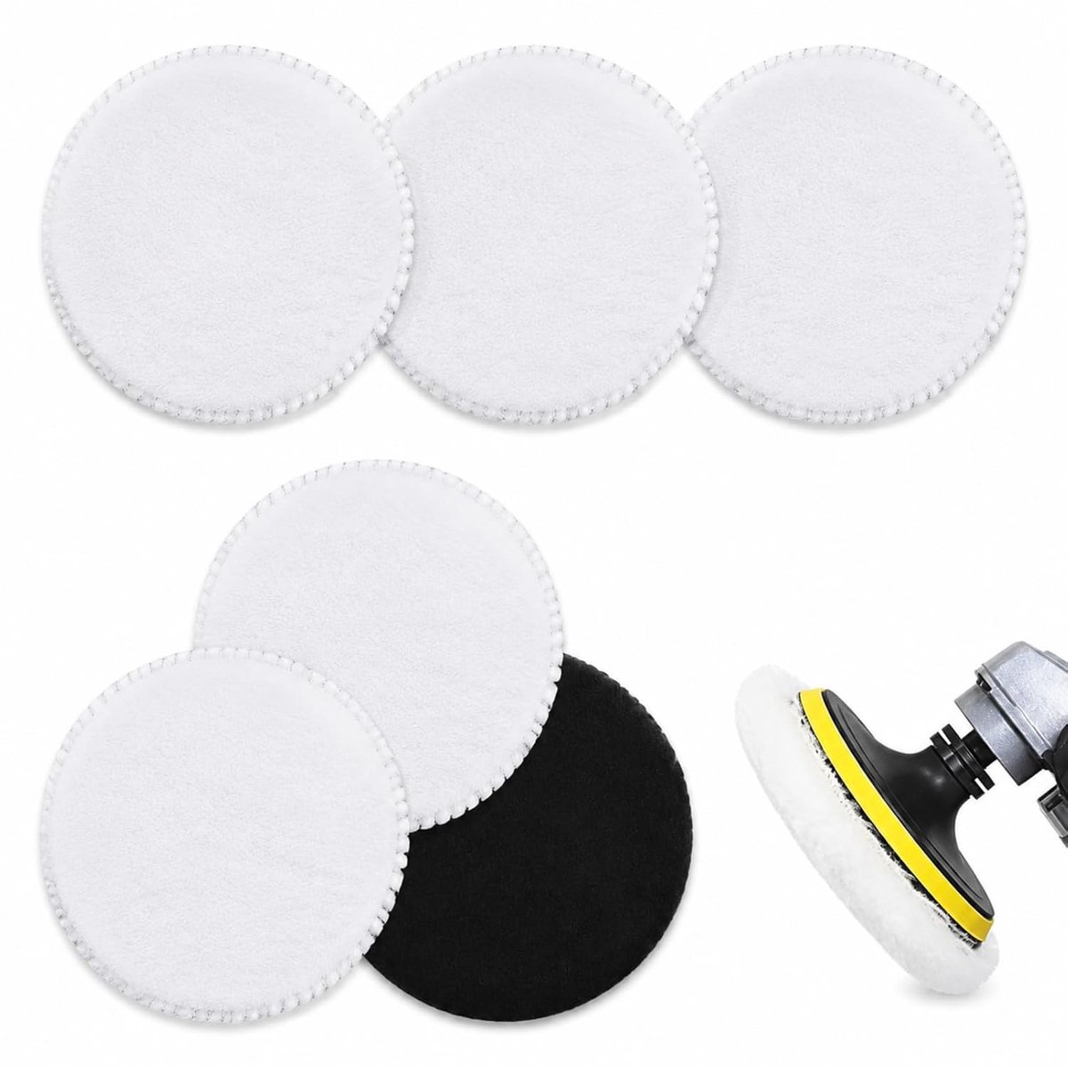 6 stuks polijstpads 150 mm, hoogwaardige polijstpads van lamswol, polijstkappen voor auto, meubels, roestvrij staal - ShopVlot