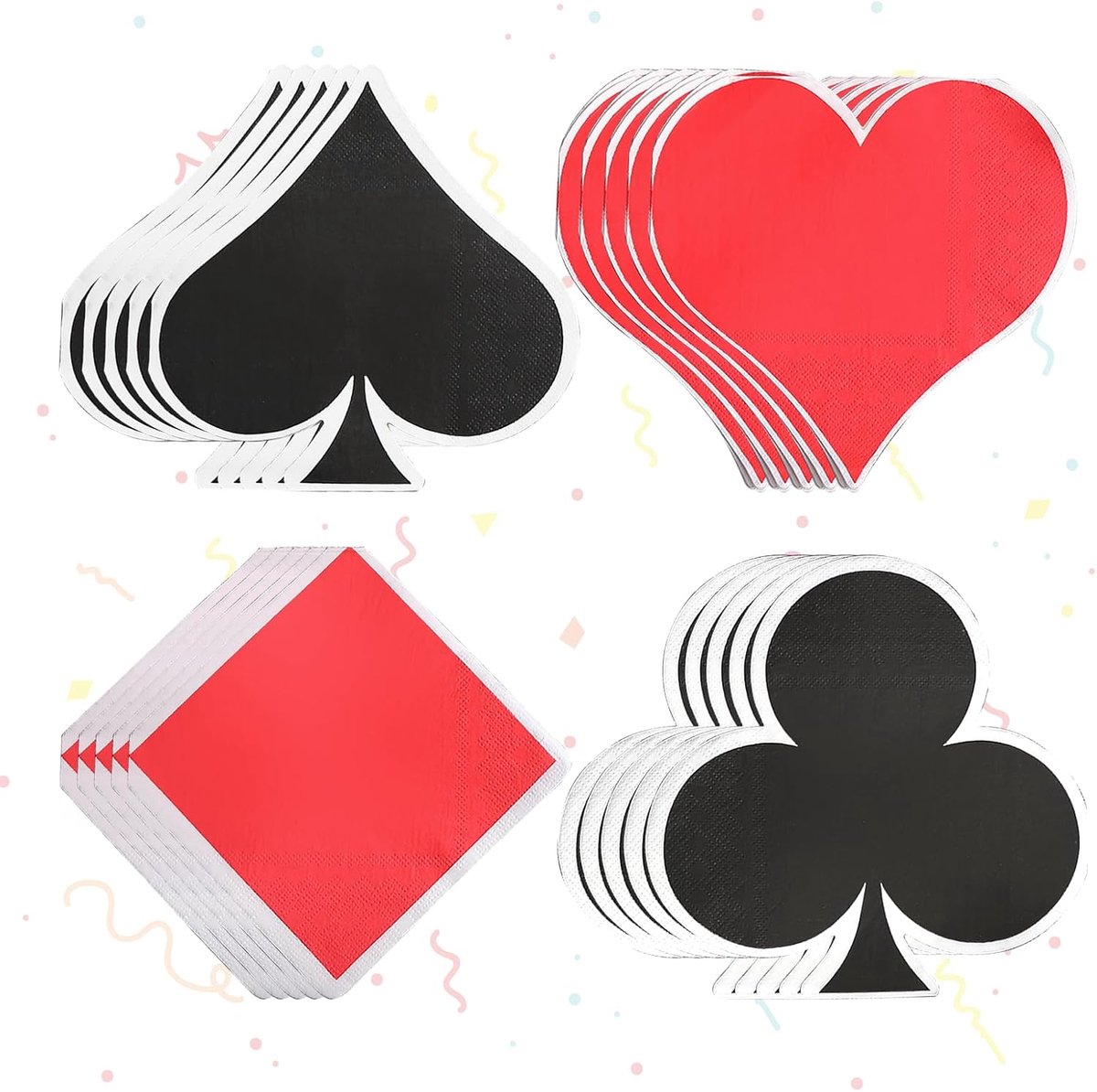20 Pieces Casino Poker Print Napkins,Casino Napkins,4 Designs-Herbs,Diamonds,Spades,Hearts,Casino Table - ShopVlot