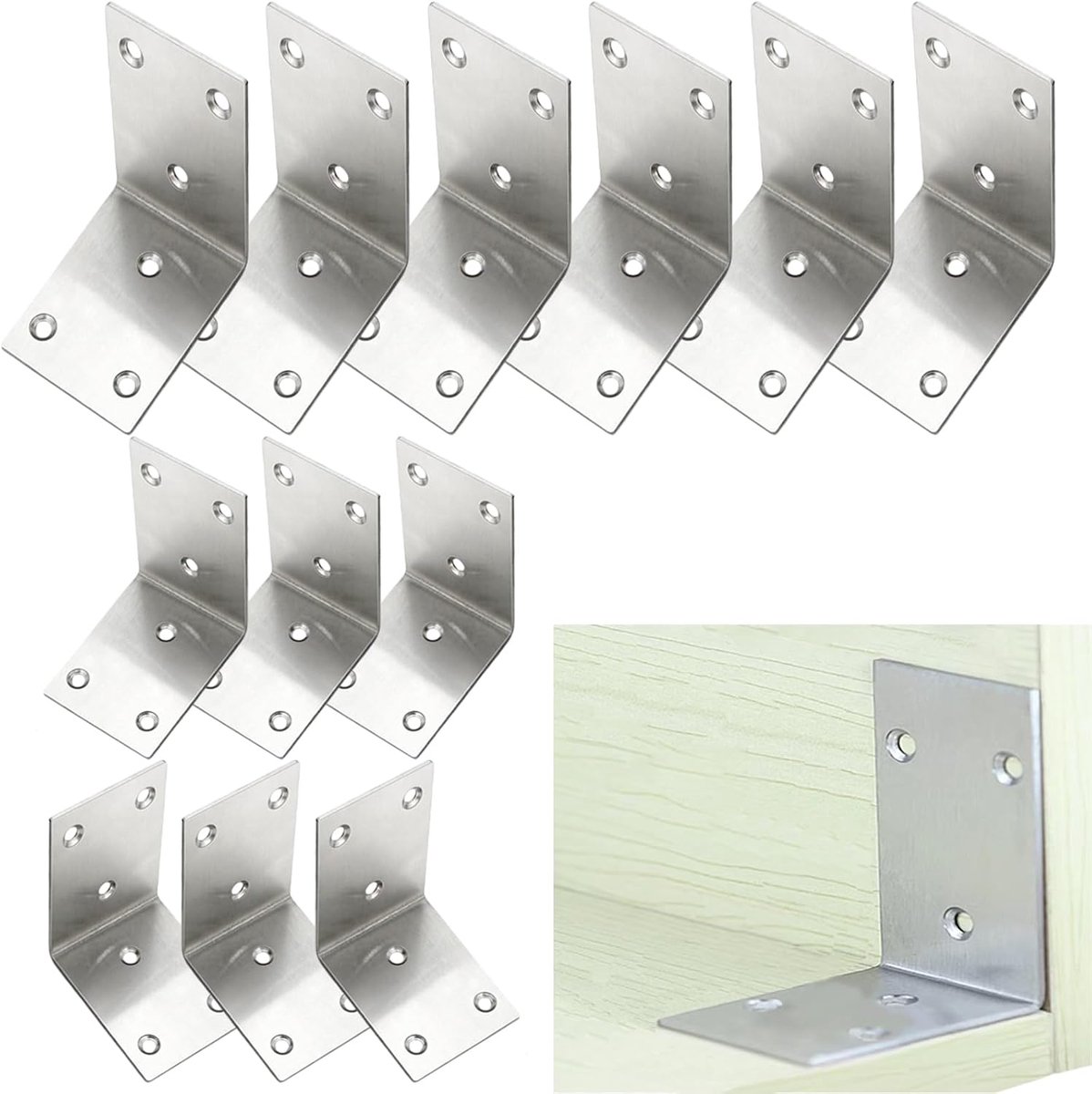 Pack of 12 Reinforced Mounting Corner, Stainless Steel Corner Moulding, Stainless Steel Corner Made of Stainless - ShopVlot
