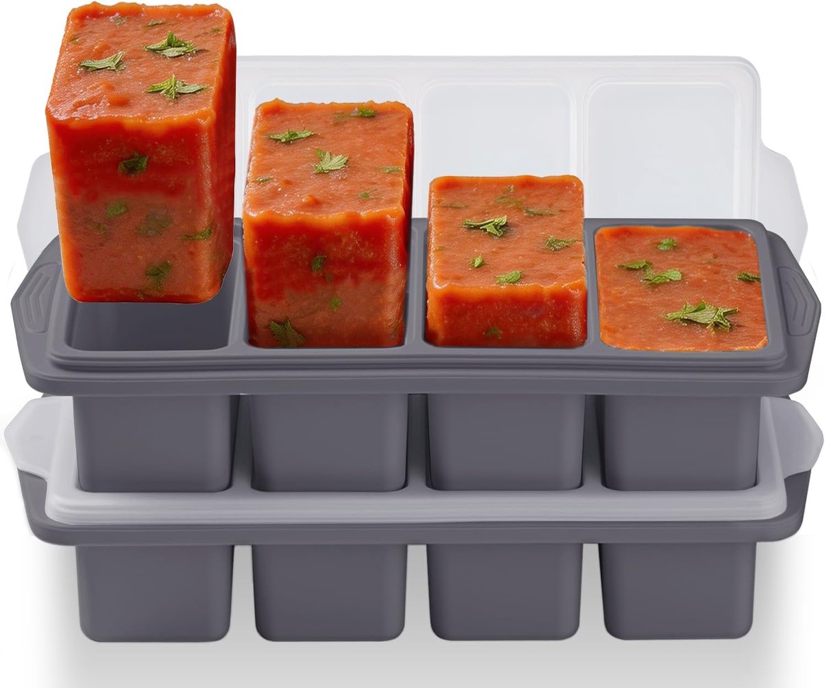 Silicone Freezer Mould 250ML Large, BPA-Free Freezer Soup Freezer Trays with Lid and Steel Frame, 2 Pack Food Freezer - ShopVlot