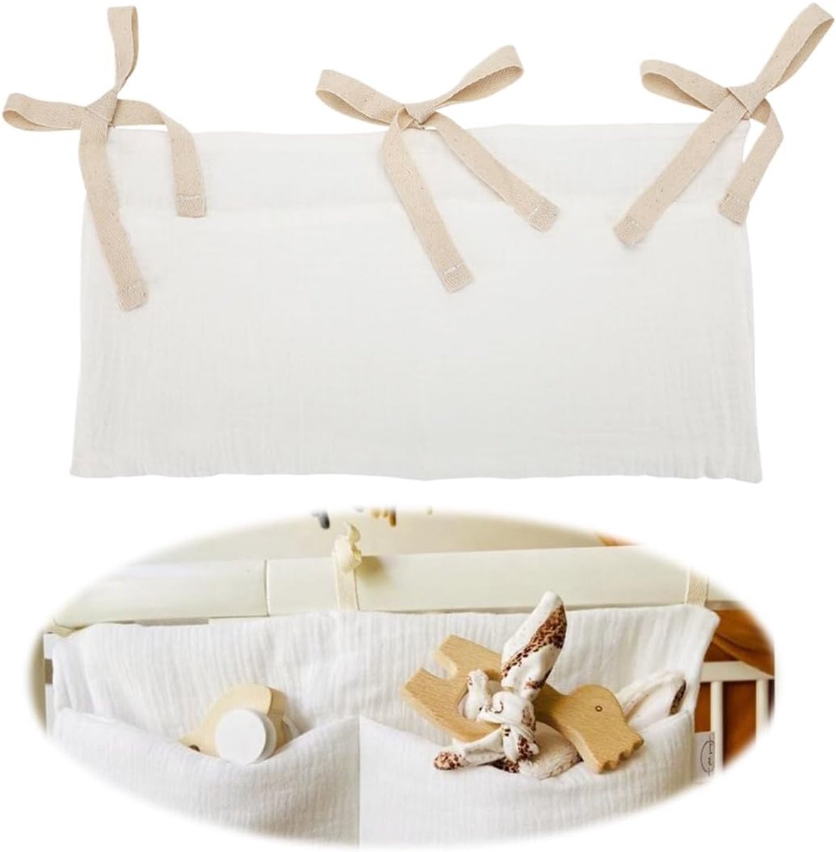 Children's Bed Hanging Bag, Nursery Organizer, 2 Compartments, Bed Storage Compartments, Storage Bag for Hanging for - ShopVlot