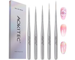Aokitec 5pcs Nail Art Liner Brush Set, Professional Fine Detail Nail Brushes (0.236/0.354/0.472/0.591/25mm) for Thin - ShopVlot