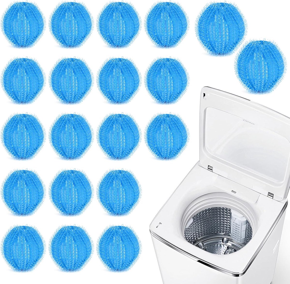 20 stuks dierenhaarverwijderaar, wasmachine, herbruikbare haarvanger en pluisballen, pluisvanger voor kleding en - ShopVlot