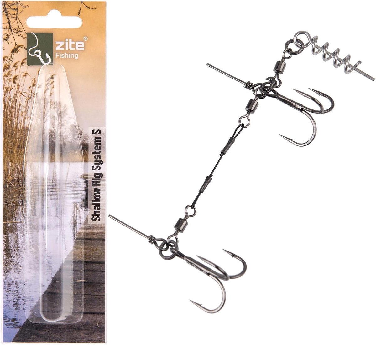 Zite Fishing Shallow Rig Pike System, Size S 9 cm, Length 13 cm, Ready-to-Use Assembly Drilling System, Predatory - ShopVlot