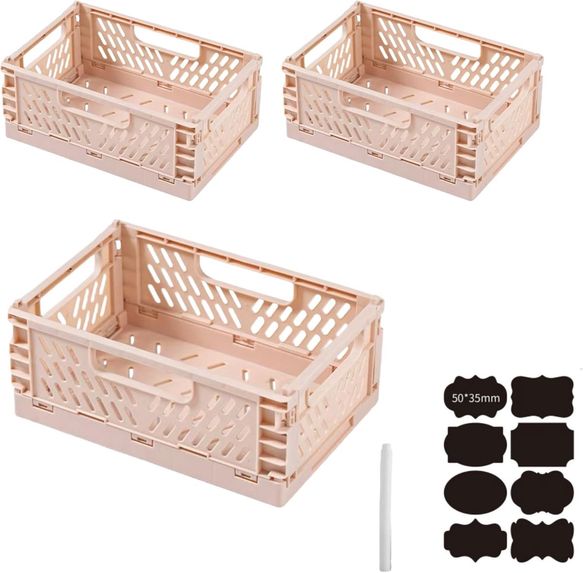 Set van 3 Vouwbare Opbergdozen - Stabiliteit en Ruimtebesparing voor Keuken en Huishouding (Roze, 30x20x12 cm + 20x14x9 cm)