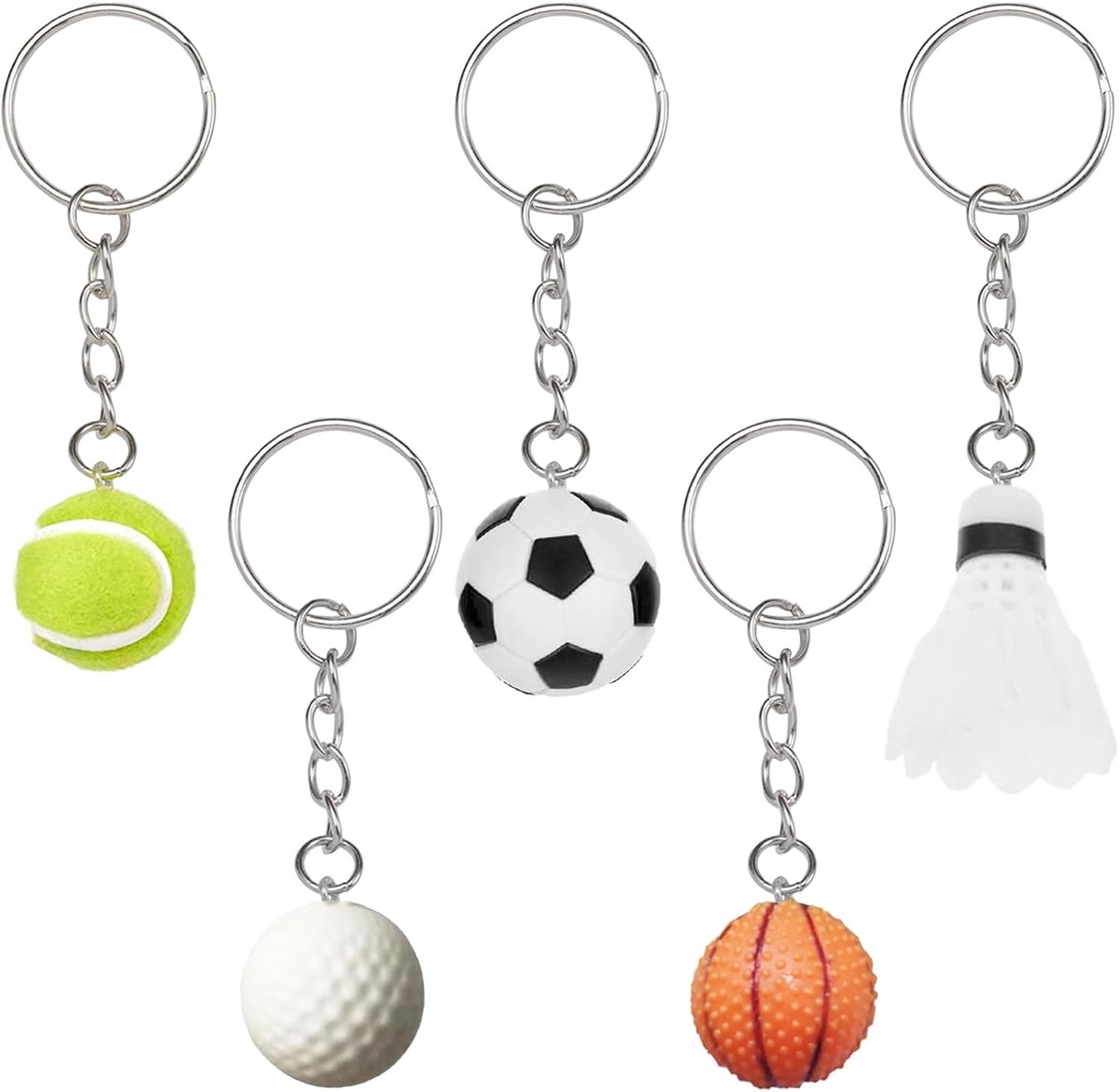 mini balsleutelhangers 5 stuks - voetbal, golf, basketbal - leuk cadeautje - ideaal voor vrienden - ShopVlot
