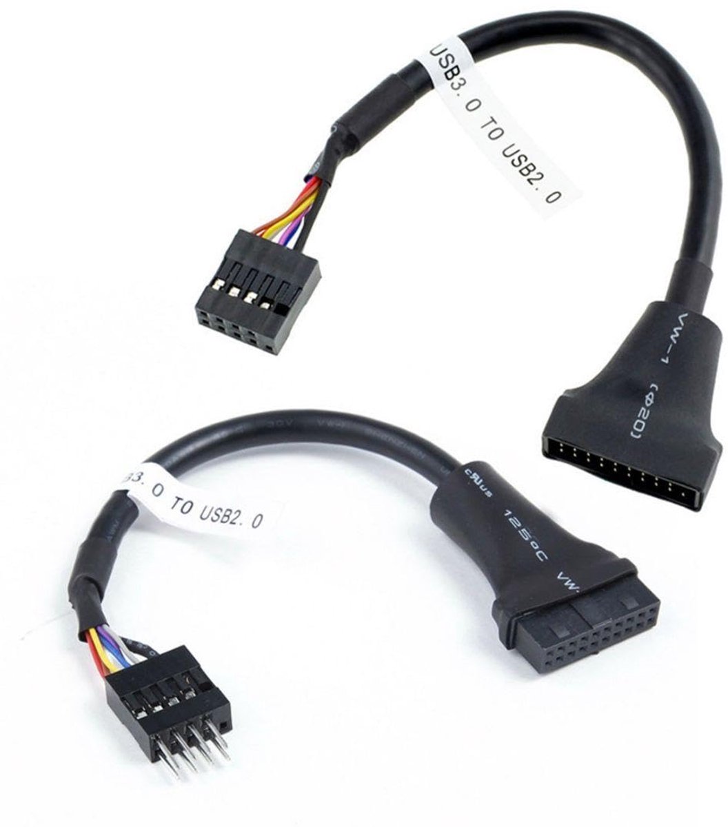 USB 2.0 9Pin naar USB 3.0 20Pin kabel - 15 cm lengte - dubbelpakket - gegevensoverdracht tot 480 Mbps - ShopVlot