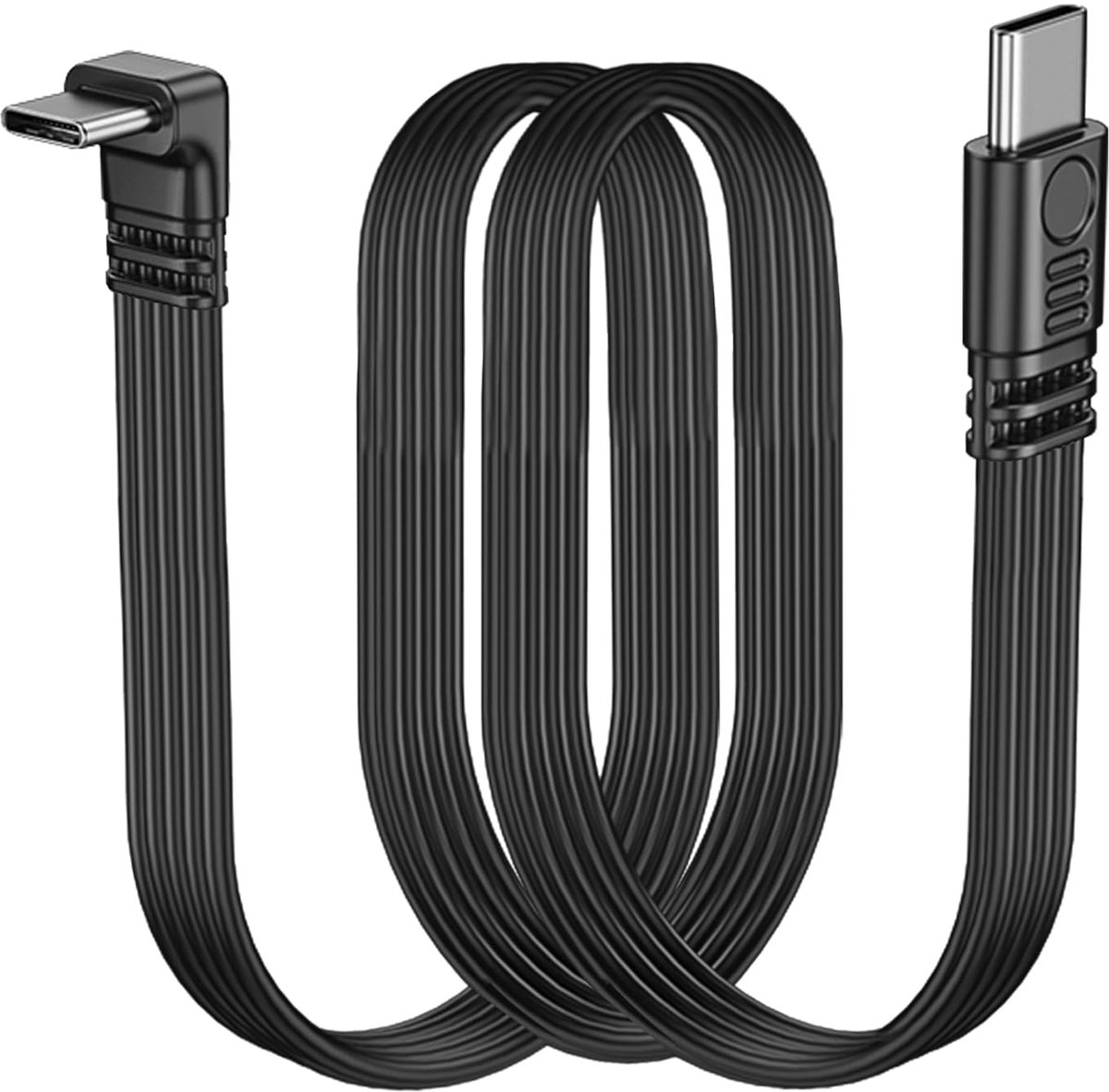 USB Type-C 2.0 Flat Kabel 90 Graden - Kort 1M - Snelladen tot 65W - Ideaal voor Smartphones - ShopVlot