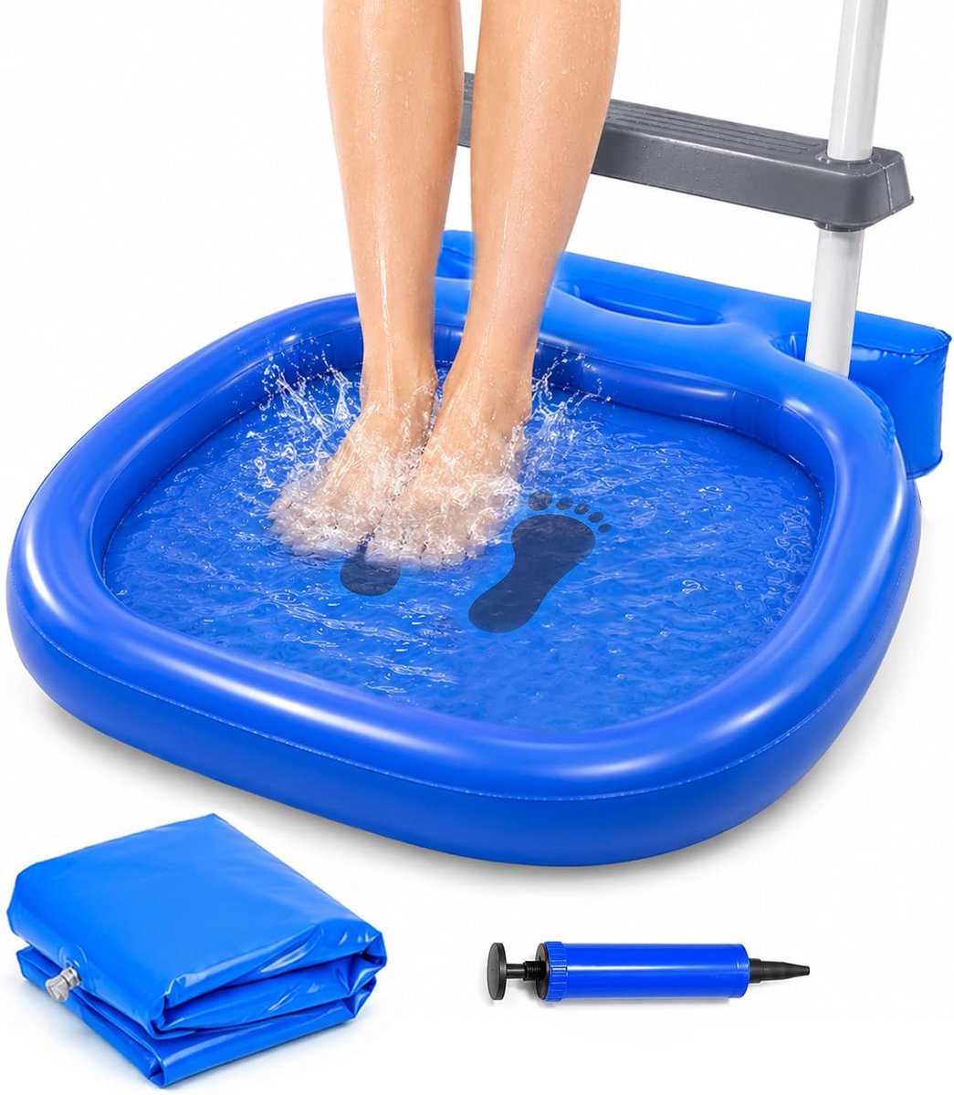 Opblaasbaar voetbad zwembad 58 x 52 cm - PVC - antislip - voor schoon voeten bij het zwembad - ShopVlot