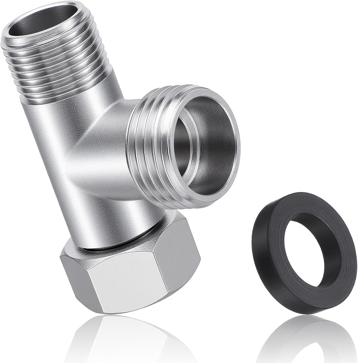 Driehoekige Messing T-verbinder 3/8 Inch en 1/2 Inch voor Waterafvoer, Toilet en Wasmachine met 1 Pakking