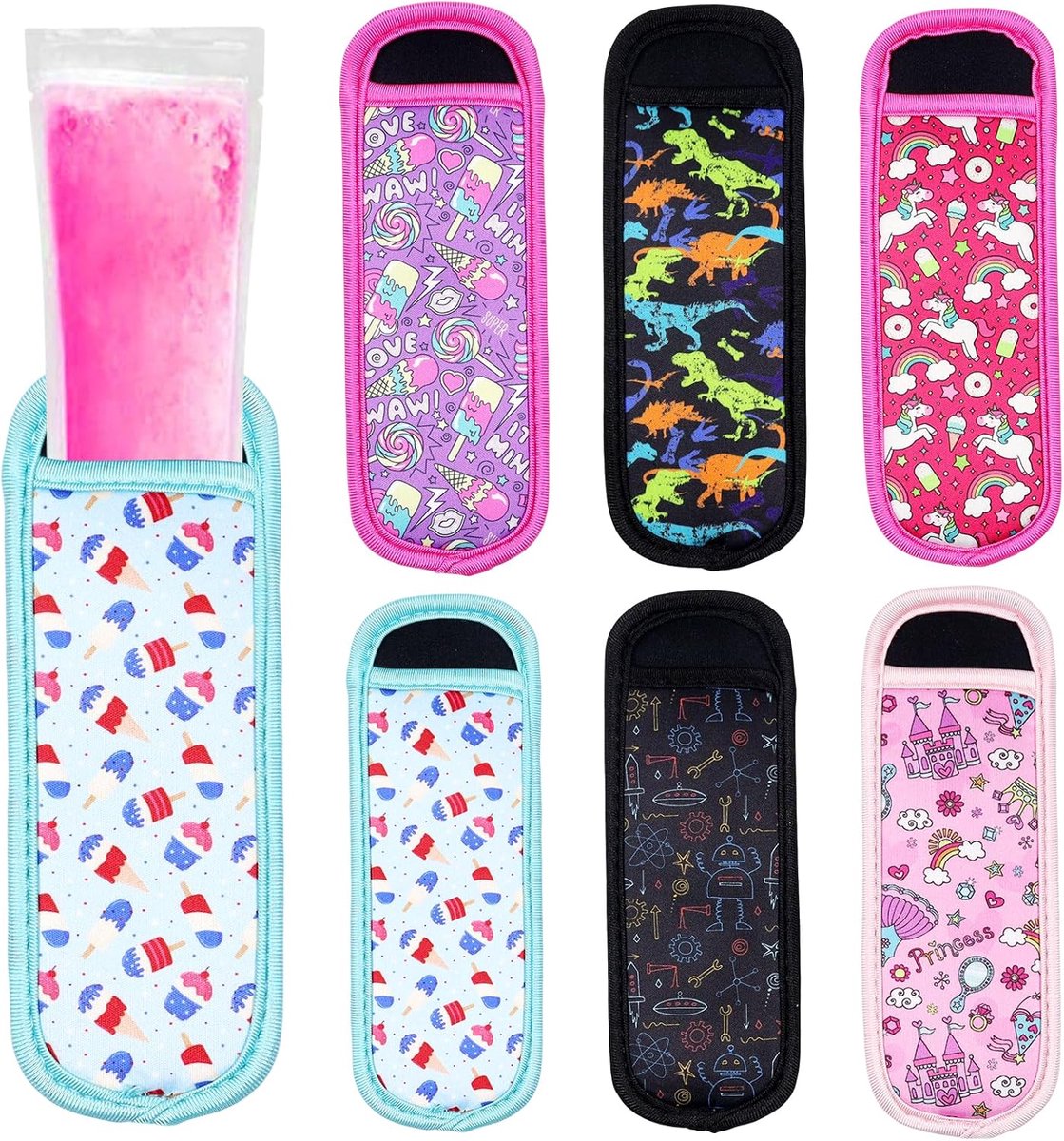 Popsicle houders set van 6 - Herbruikbare neopreen sleeves - Multi-kleurig - Houdt popsicles veilig - ShopVlot