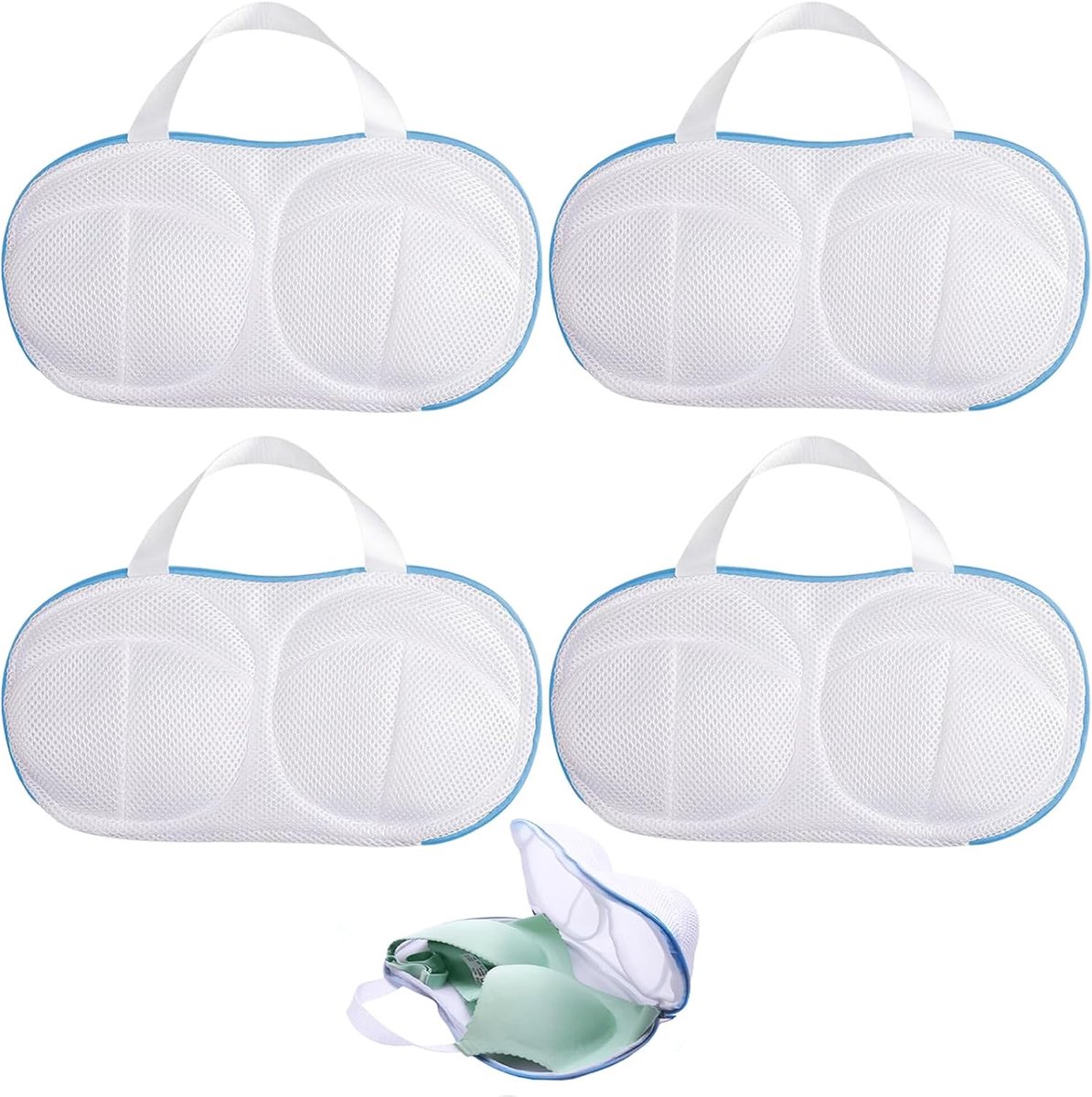 Wasmachine bh-inserts pack van 4 - herbruikbaar - mesh stof - beschermt kleding tijdens het wassen - ShopVlot
