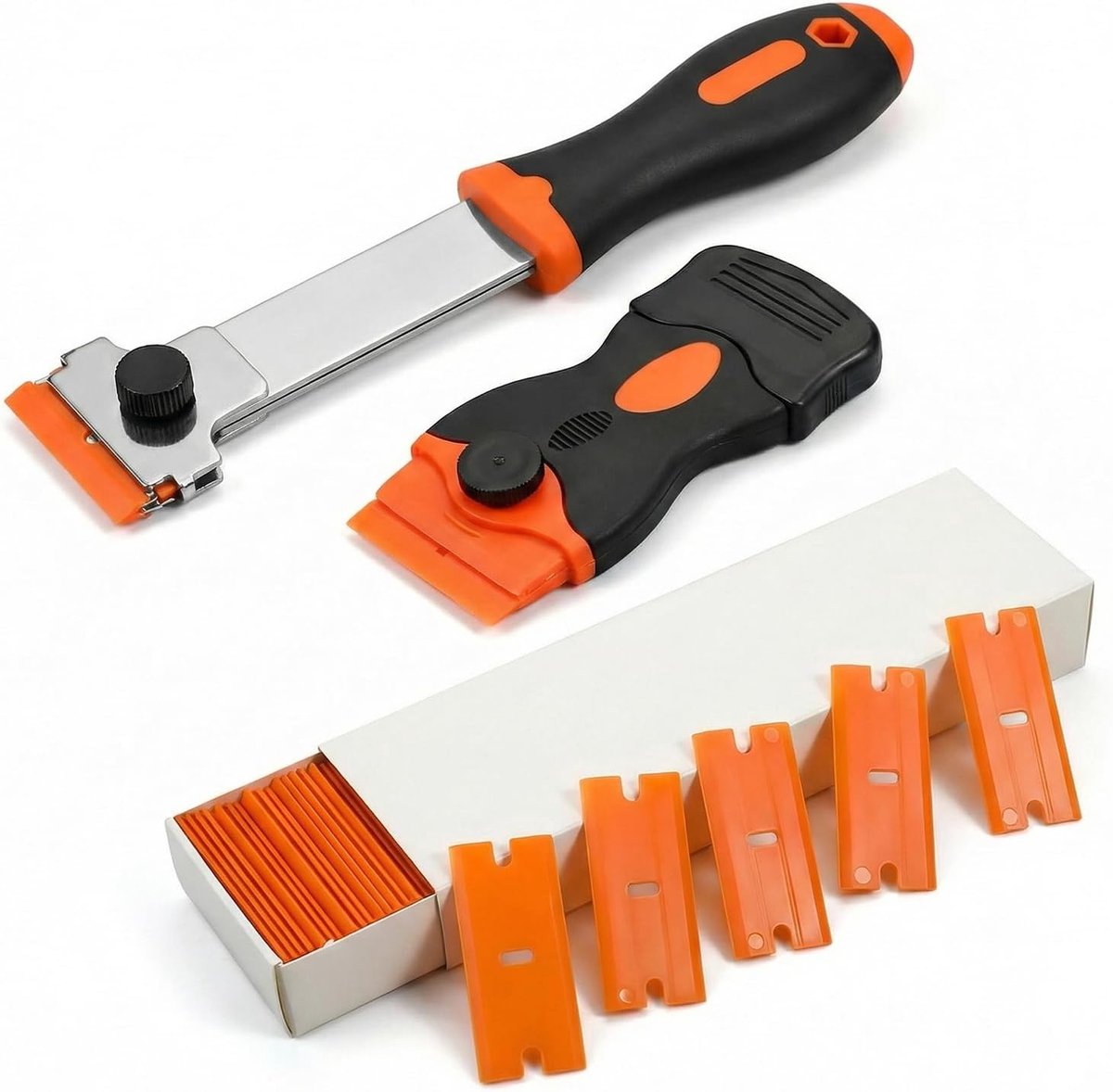 Schraper set 102-delig - 2 schrapers met 100 verwisselbare kunststof messen - ergonomisch ontwerp - ShopVlot