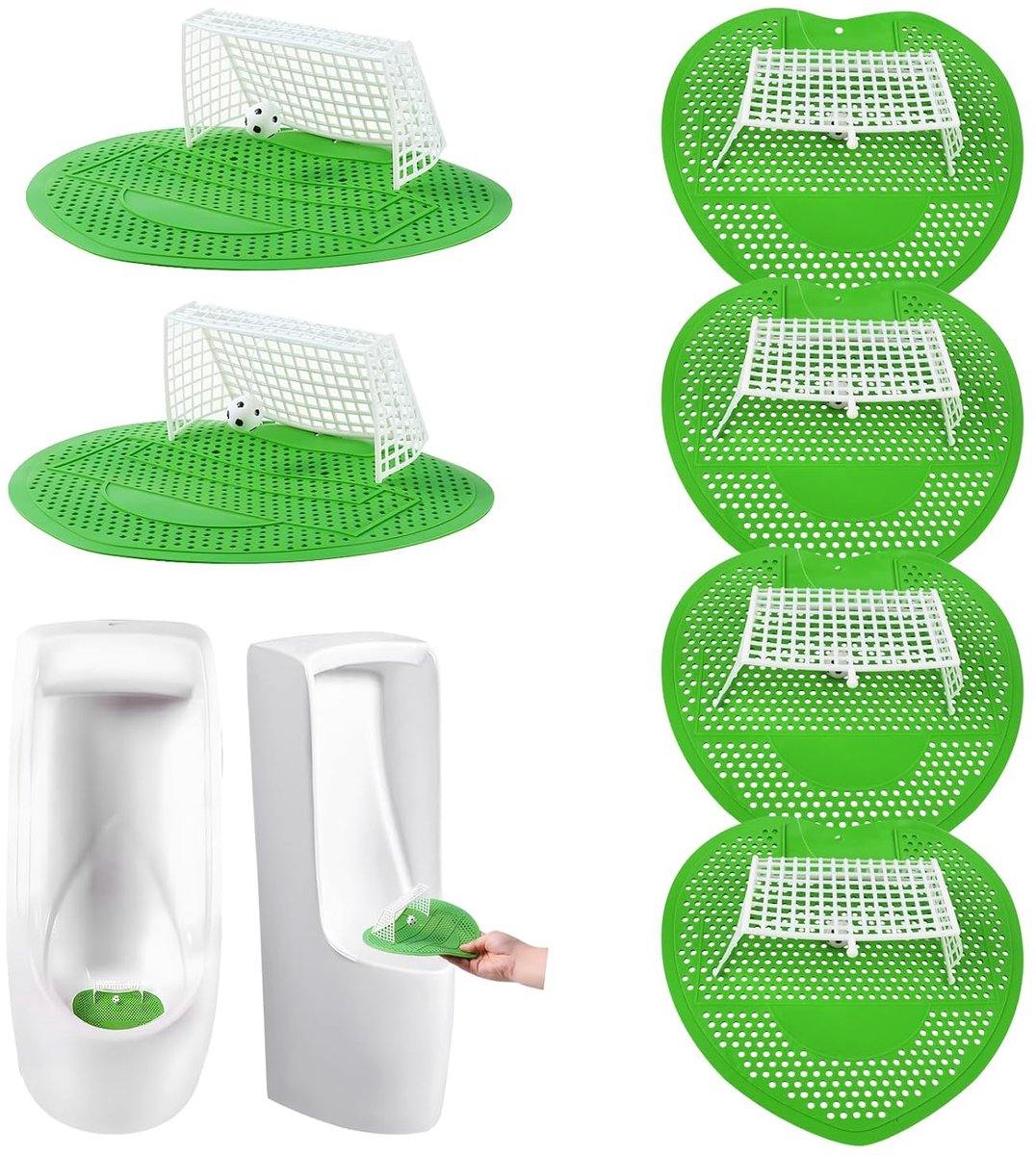 Urinoir zeefjes set van 6 - creatieve voetbaldoellook - met frisse geur - spatbescherming - ShopVlot