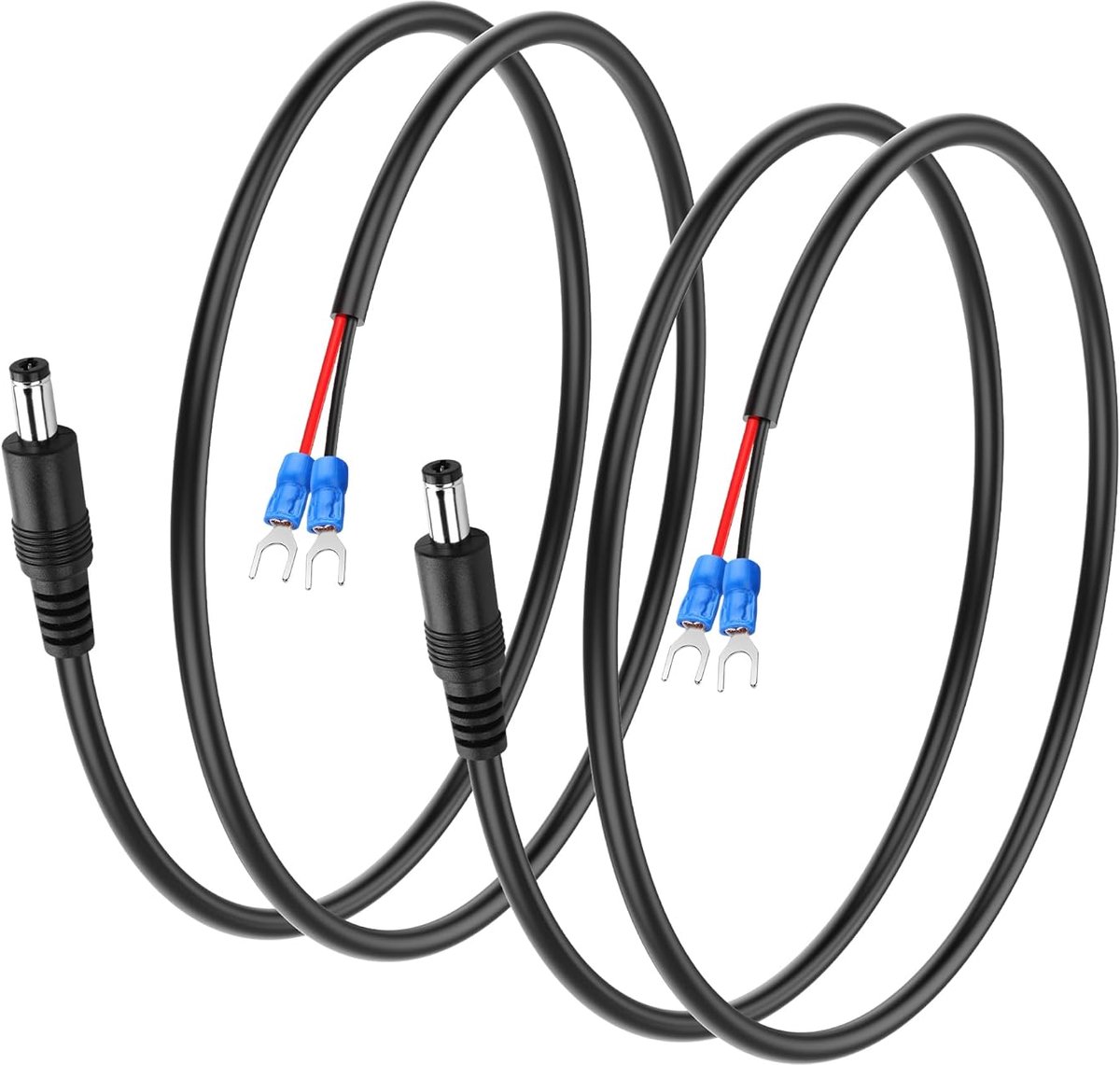 DC 5.5 x 2.1mm to U terminal cable, 2pcs 12/24V DC 5.5mm x 2.1mm plug to U fork ring terminal power cable (0.8m) - ShopVlot