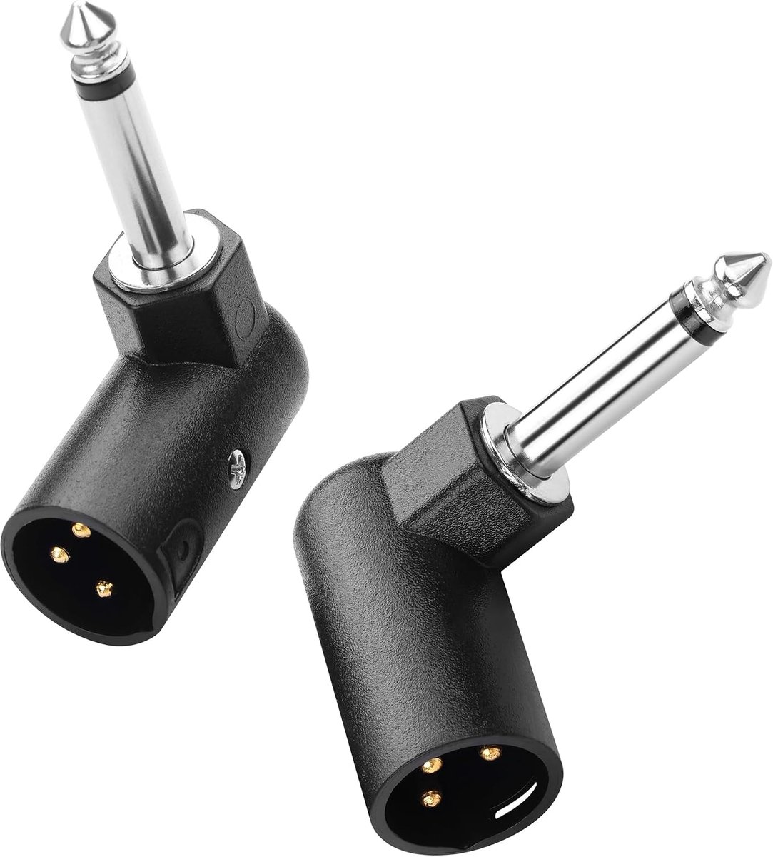 3 Pin XLR Male to 6.35mm TS Right Angle Audio Plug, 90 Degrees, for Mixer, Microphone, Amplifier (2 Pack) - ShopVlot