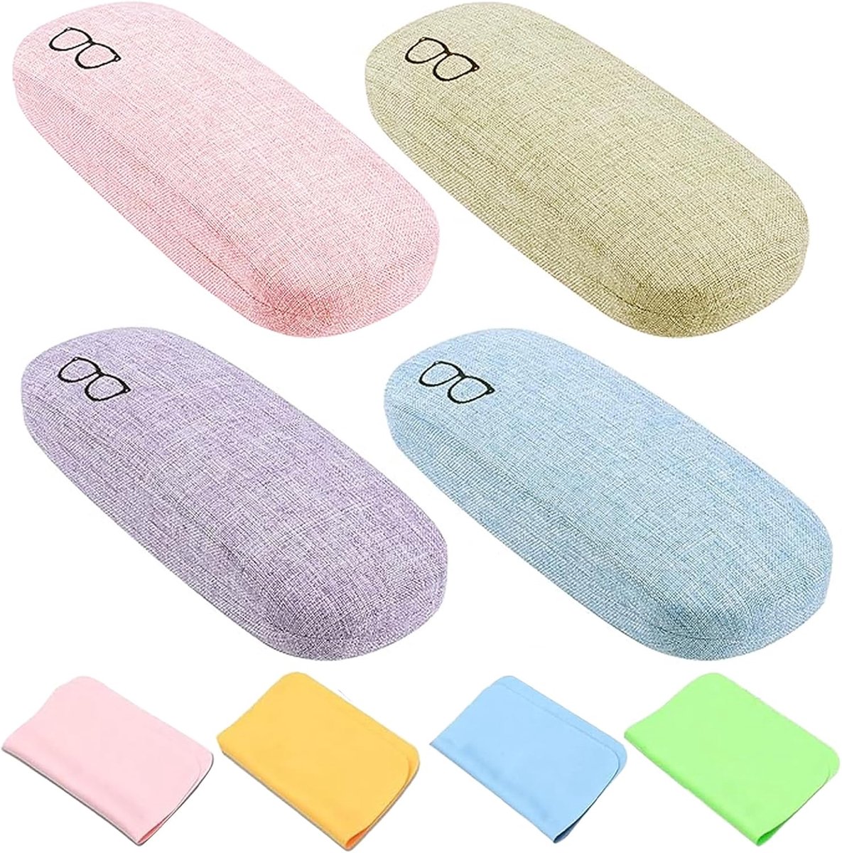 Pack of 4 Hard Case Glasses Case Linen Fabric Glasses Case Unisex - ShopVlot