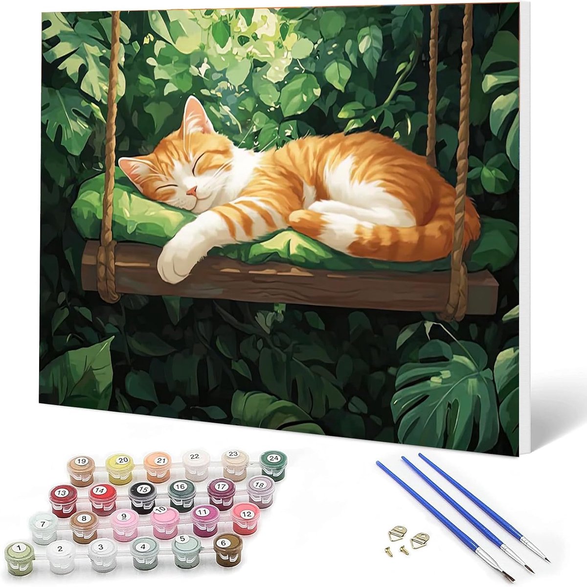 Auremi Kat verf op nummer kits voor volwassenen kinderen, dieren schilderij kits voor beginners op duidelijke symbolen - ShopVlot