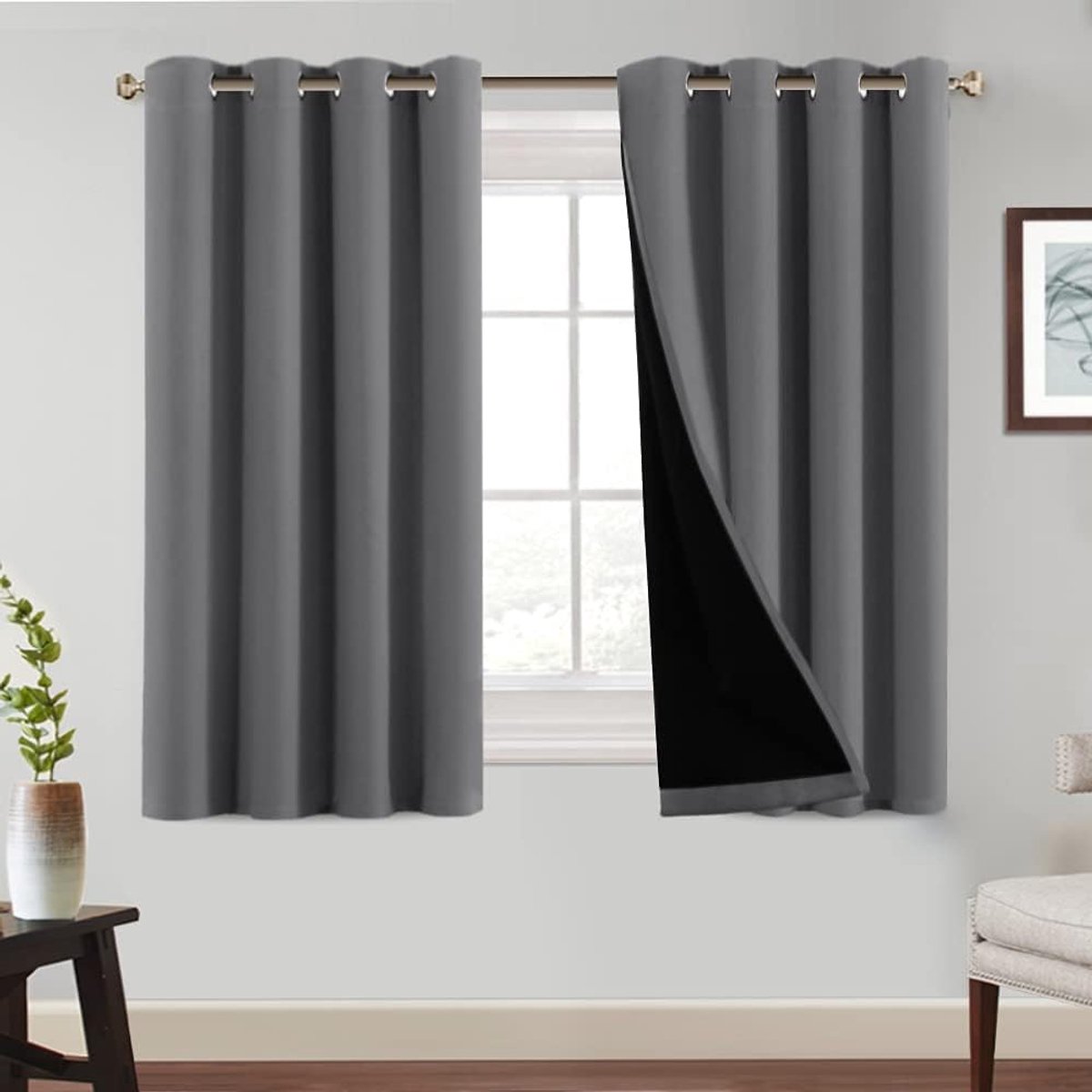 Thermal Curtain, 100% Opaque Eyelet Curtains, Cold Protection, Blackout Curtains, Heat Insulating, Double-Layer Eyelet - ShopVlot