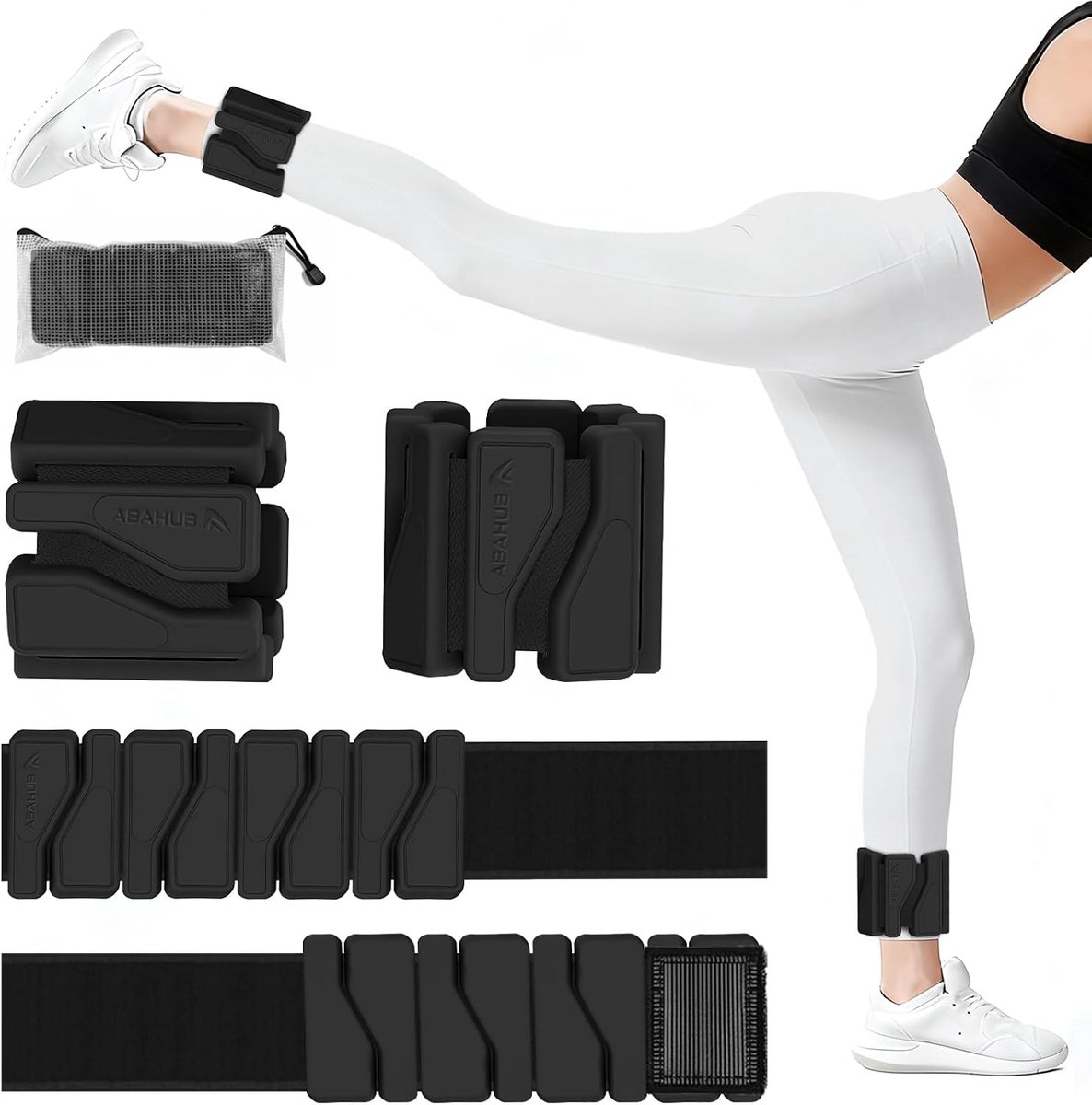 Abahub Wrist Ankle Weights, Adjustable Wrist Weights, Set of 2 (0.45 kg each) Strap, Black - ShopVlot