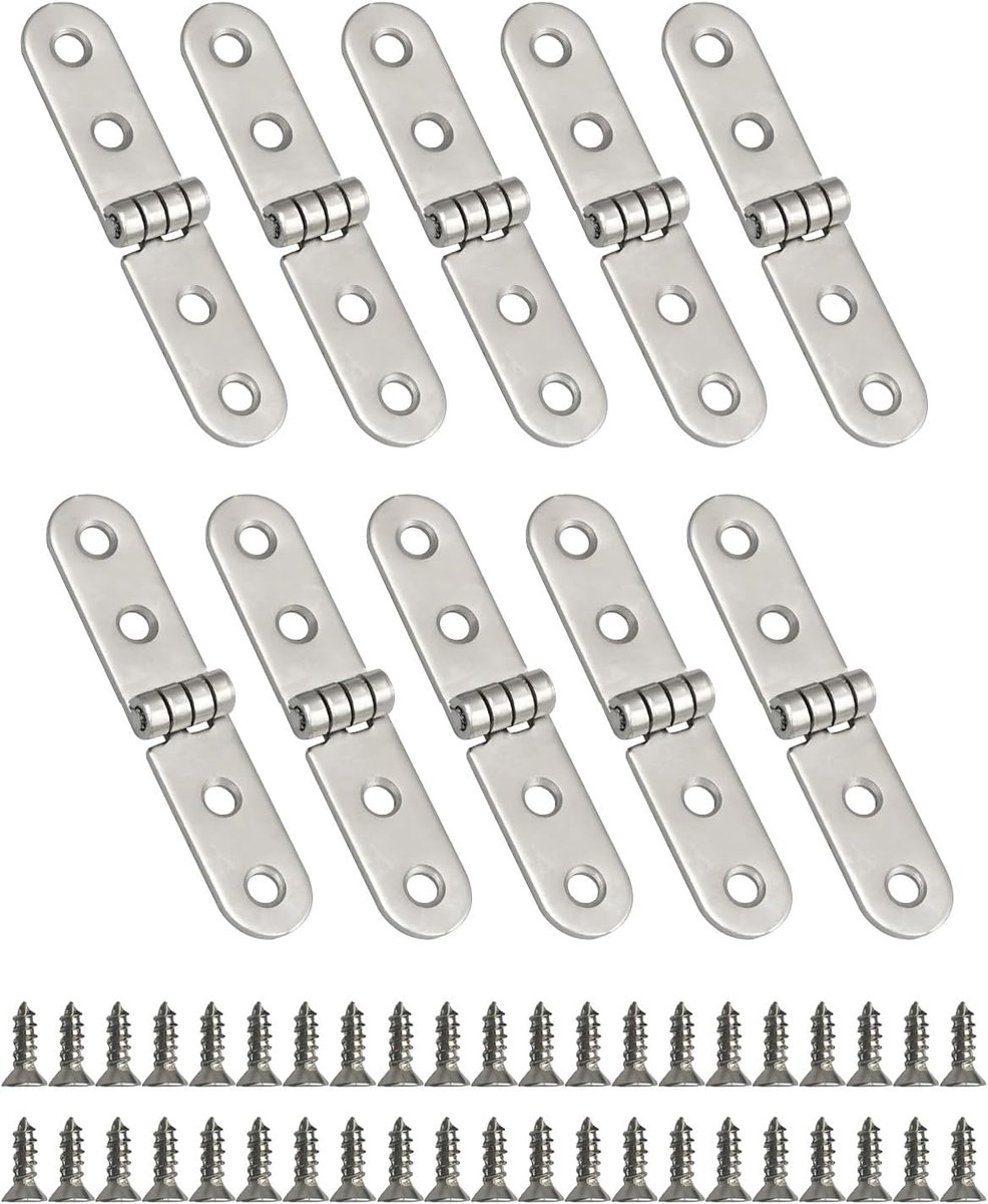 Pack of 10 stainless steel folding hinges, folding hinges, furniture hinges (incl. screws) - ShopVlot