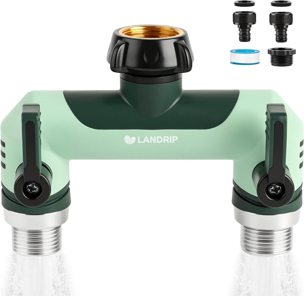 Landrip Tuinslangsplitter 2-wegs, slangenverdeler 2-voudig met volledige doorstroming, heavy duty, 3/4 inch outdoor - ShopVlot